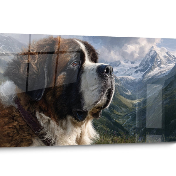 Tableau chien Saint Bernard Montagne