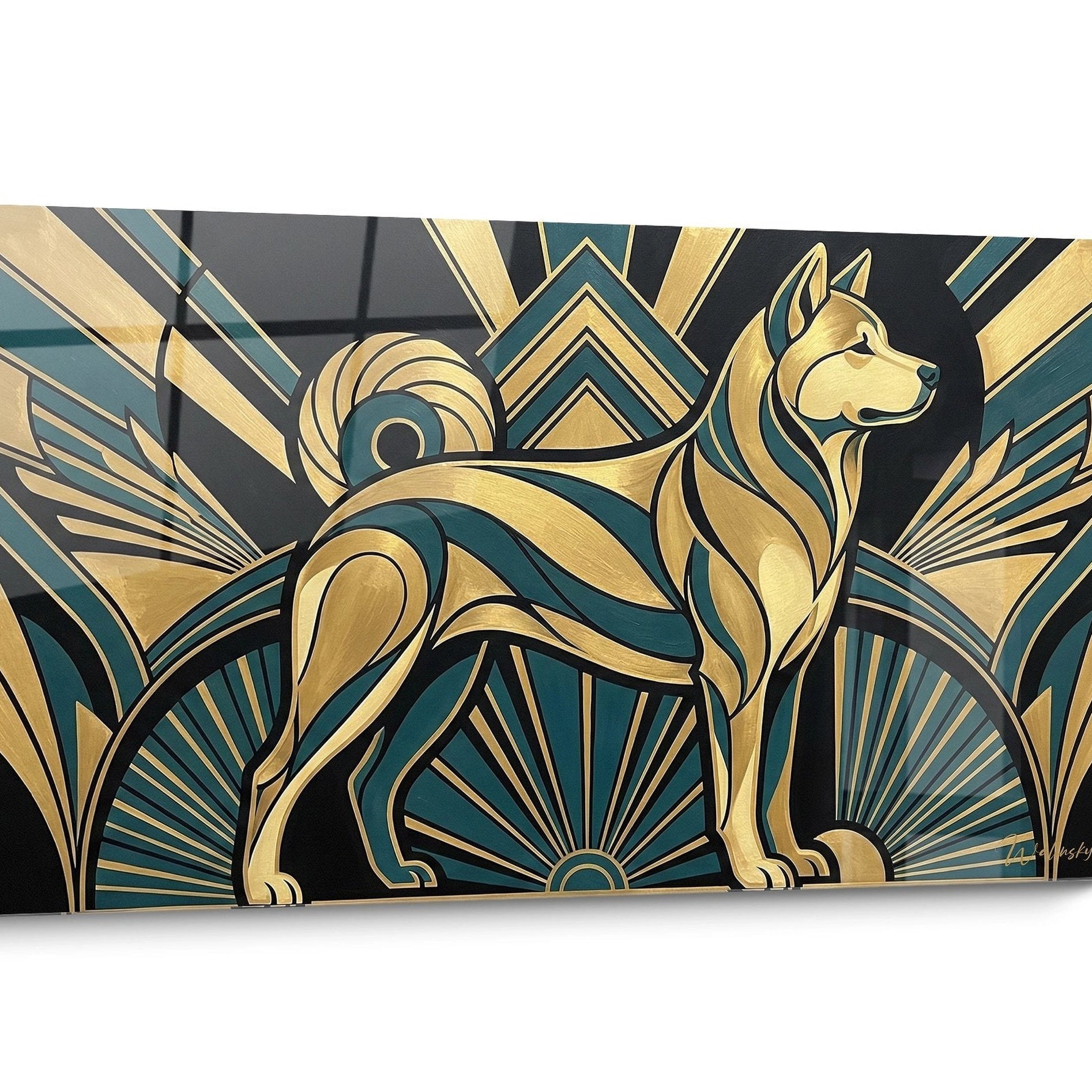 Tableau chien Akita Inu Géométrique