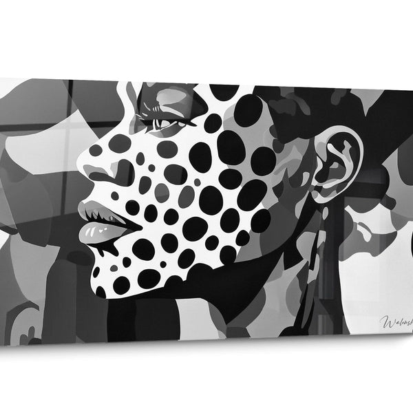 Tableau visage noir et blanc