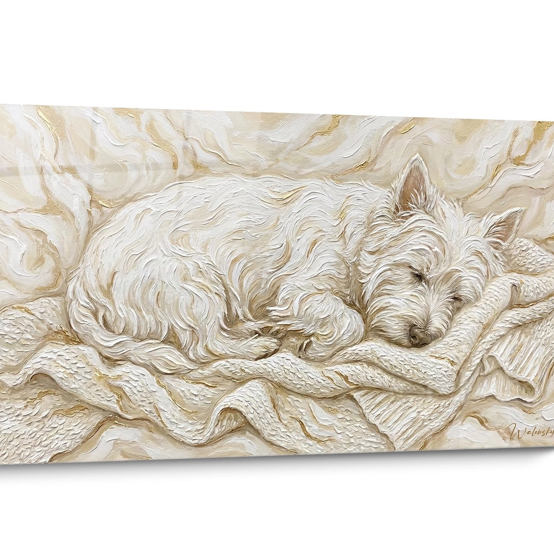 Tableau chien West Highland White Terrier Doré