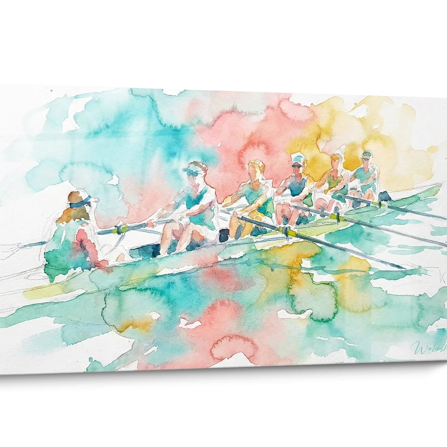 Rowing Watercolor Painting