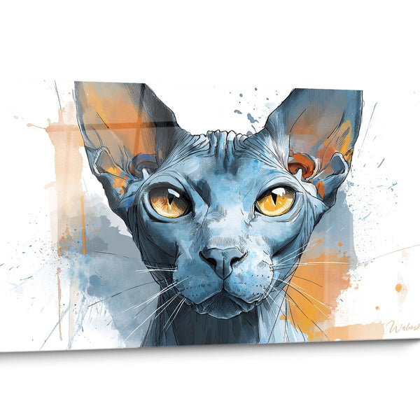 Tableau chat Sphynx Aquarelle