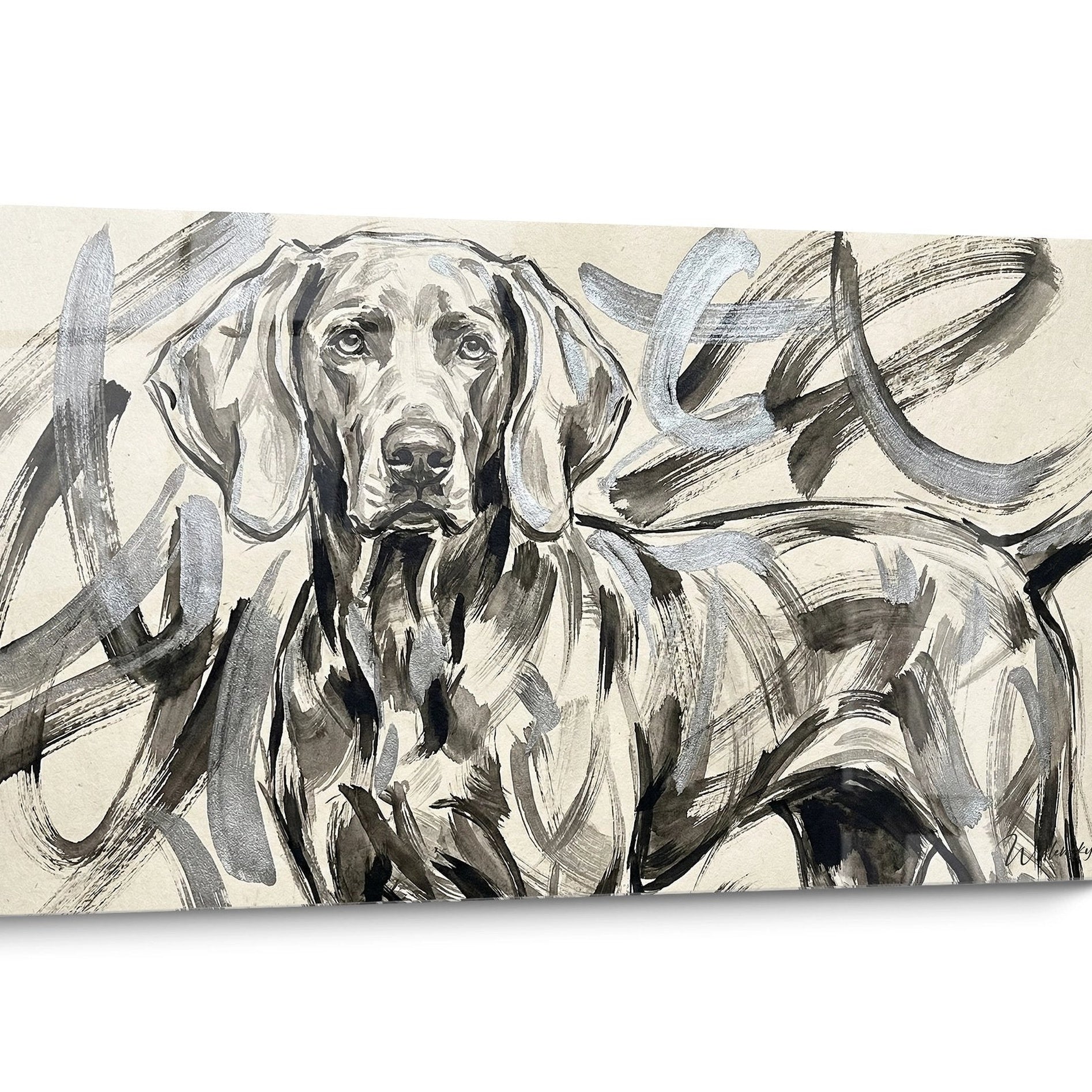 Weimaraner Dog Painting Pointer Portrait