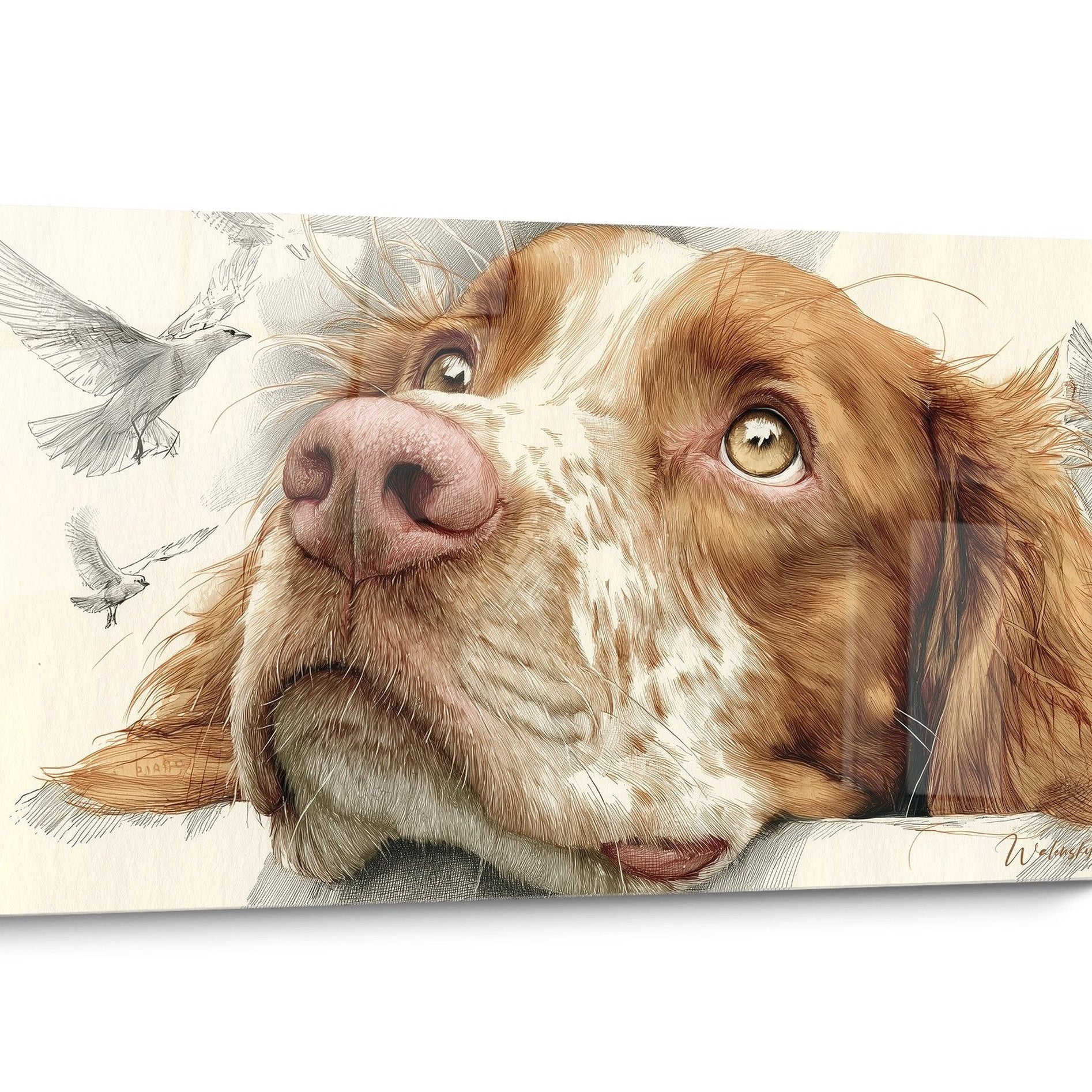 Tableau chien Epagneul Breton Realiste