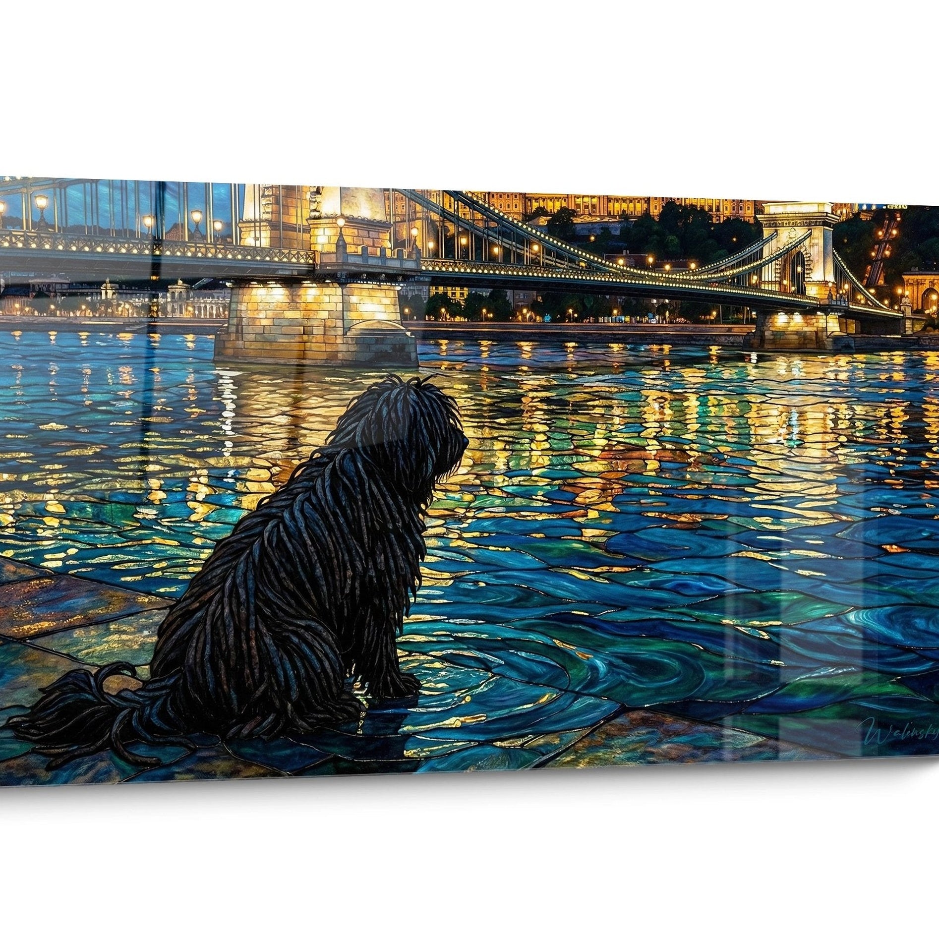Tableau chien Puli Noir et Blanc