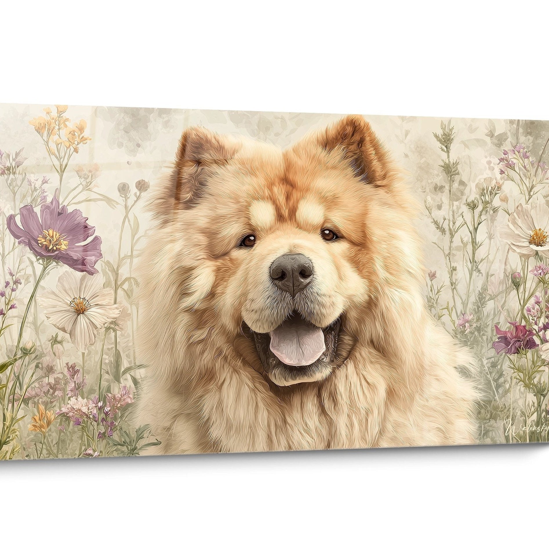 Chow Chow Dog Flowers Wall Art