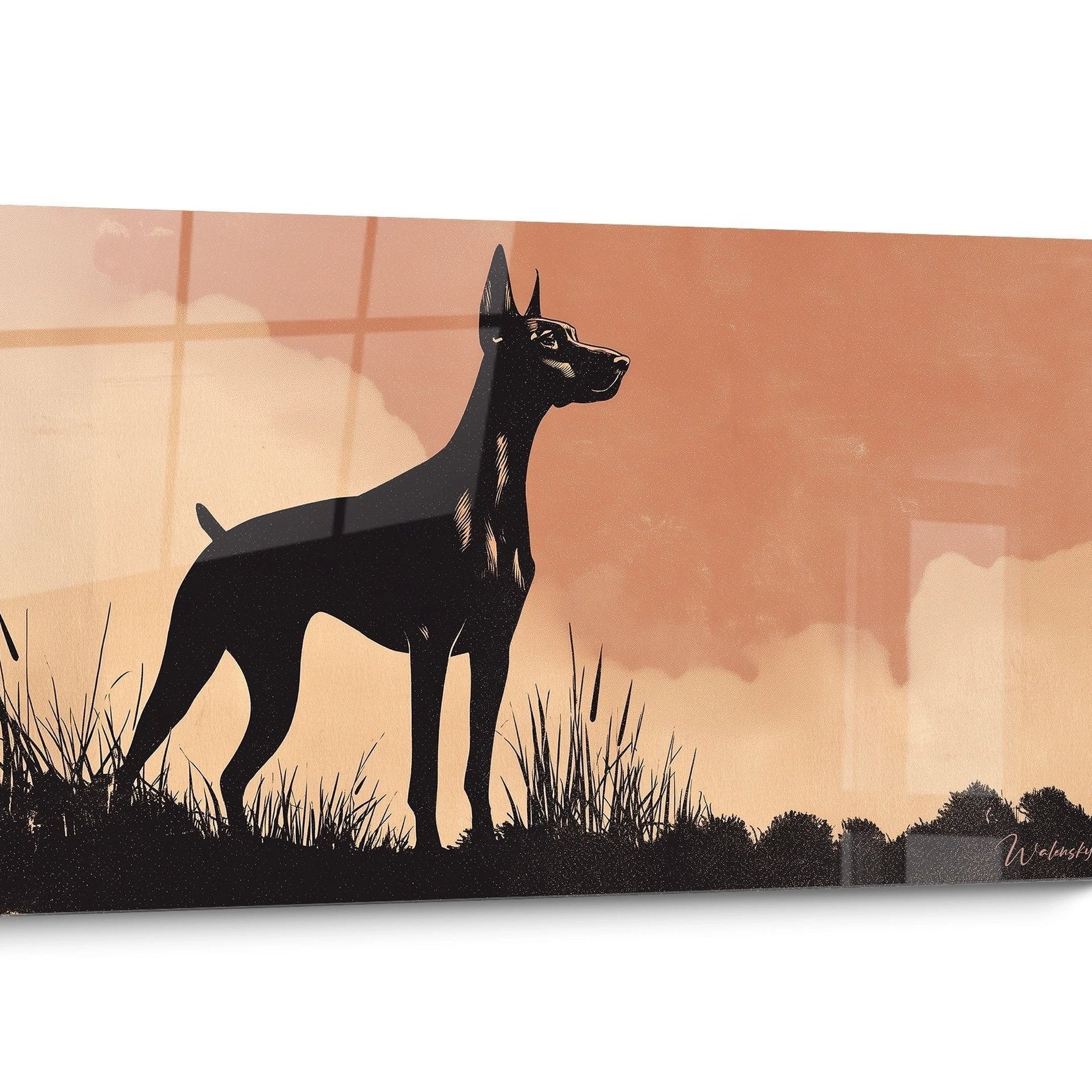 Tableau chien Doberman Noir et Blanc