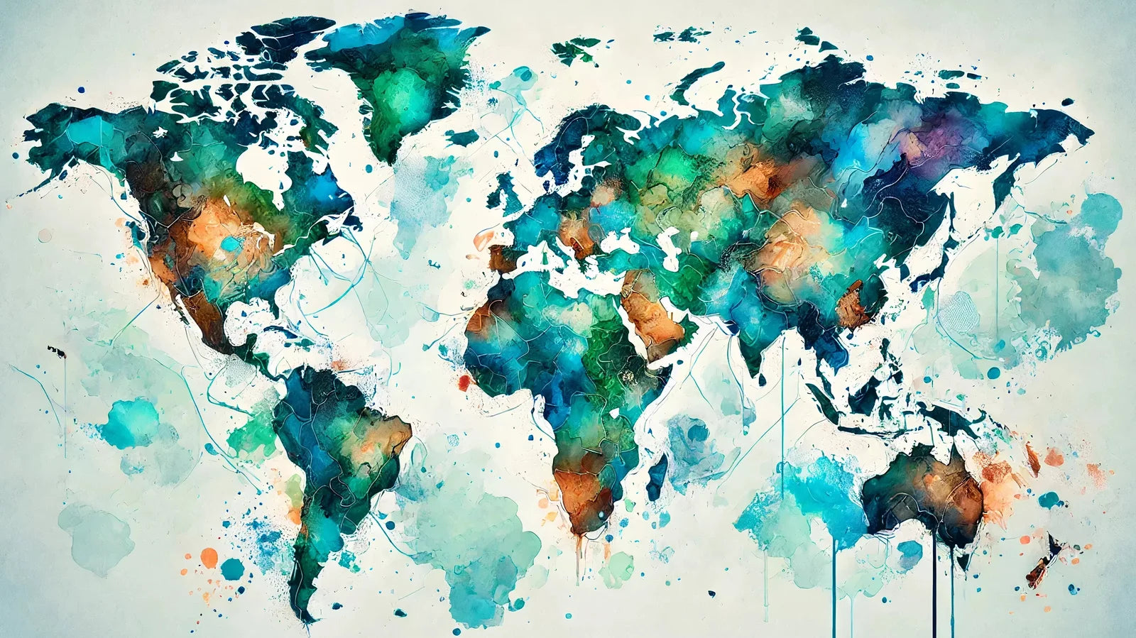 tableau carte du monde collection aquarelle 