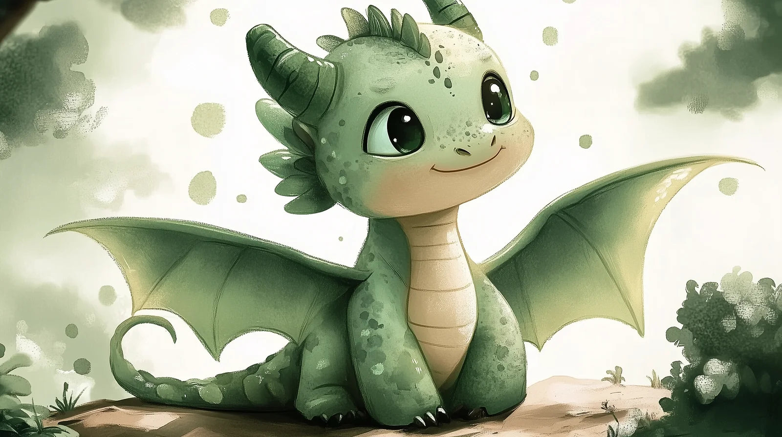  Tableau dragon pour enfant illustrant un dragon majestueux dans un décor fantastique et envoûtant.