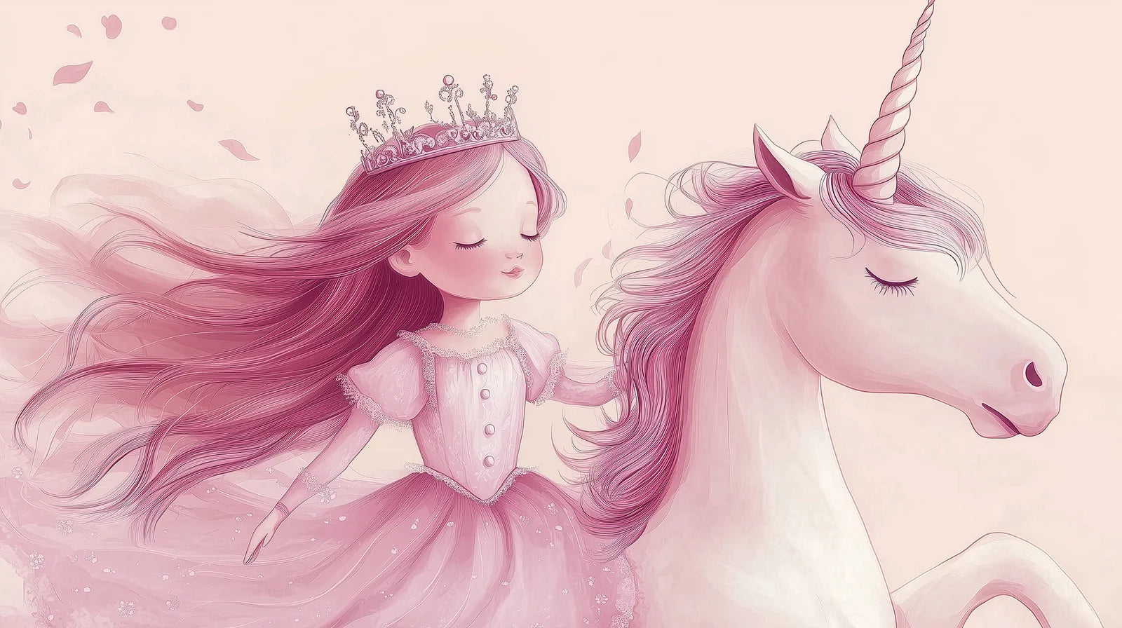 Tableau princesse pour enfant illustrant une scène féerique avec château et ambiance royale.