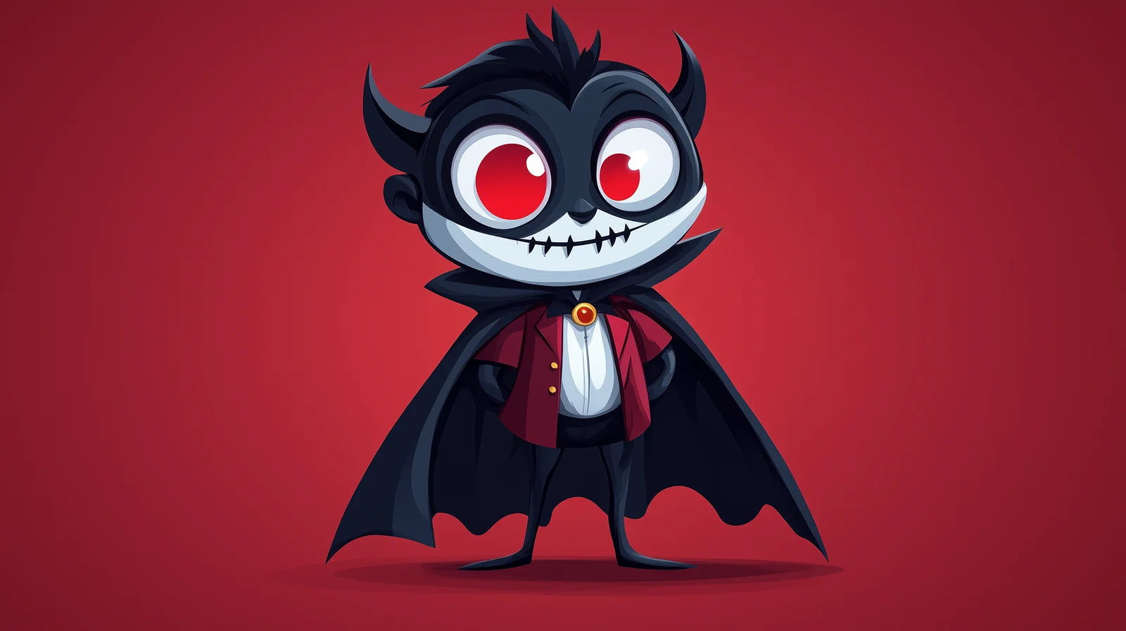 Tableau vampire pour enfant représentant une scène mystérieuse avec une silhouette intrigante sous la lune.