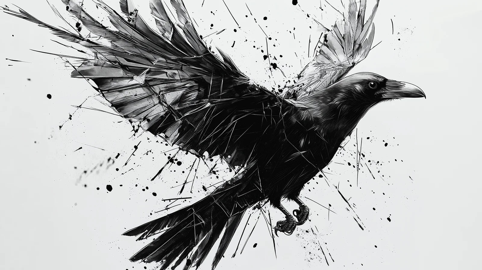 Tableau Corbeau représentant l'oiseau noir mystérieux perché sur une branche, captant toute l'intelligence et le symbolisme ancestral de cette créature énigmatique.