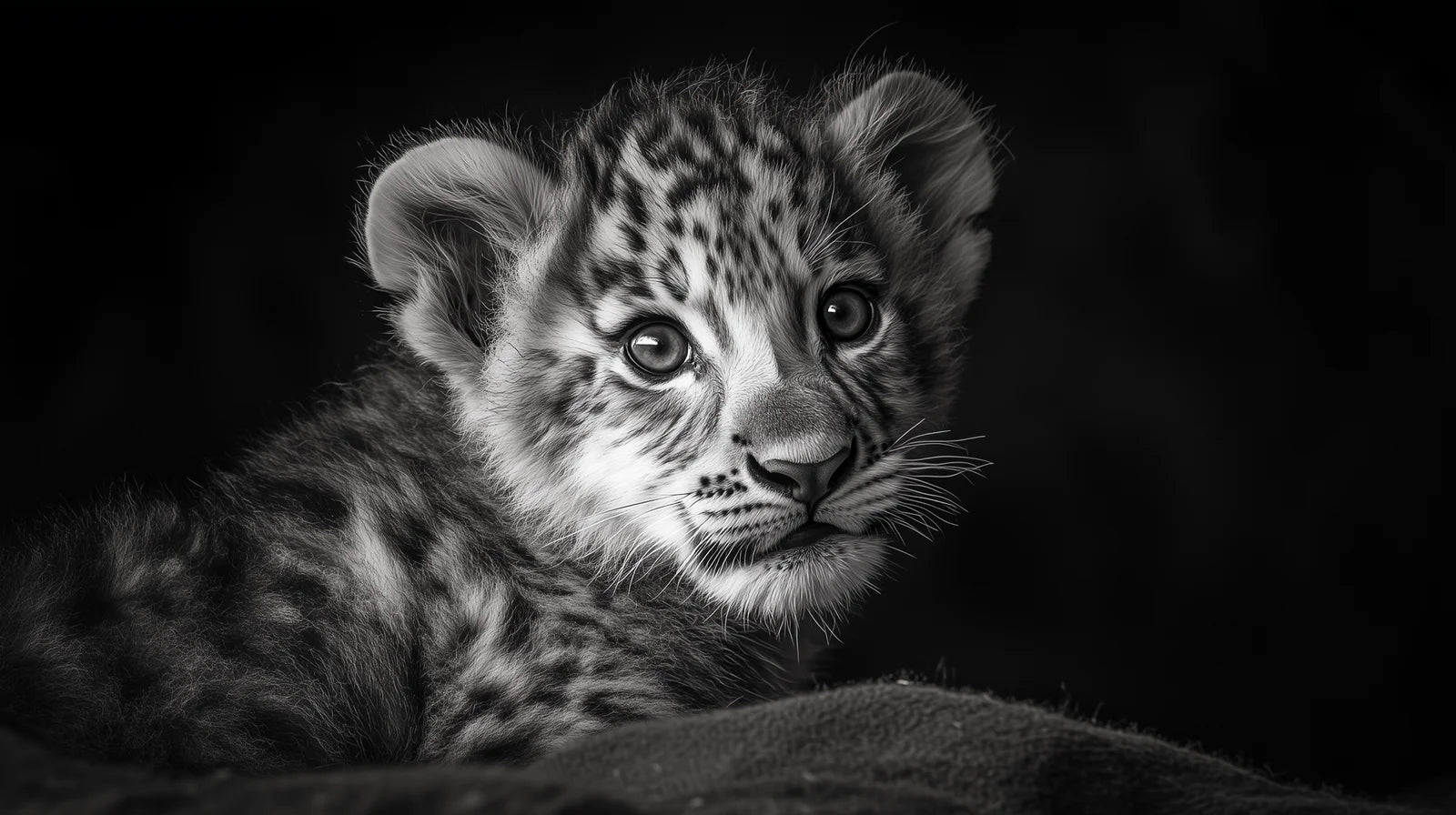 Tableau Lionceau illustrant le jeune félin dans sa phase d'exploration et de jeu, capturant l'innocence et la curiosité naturelle du futur roi de la savane.