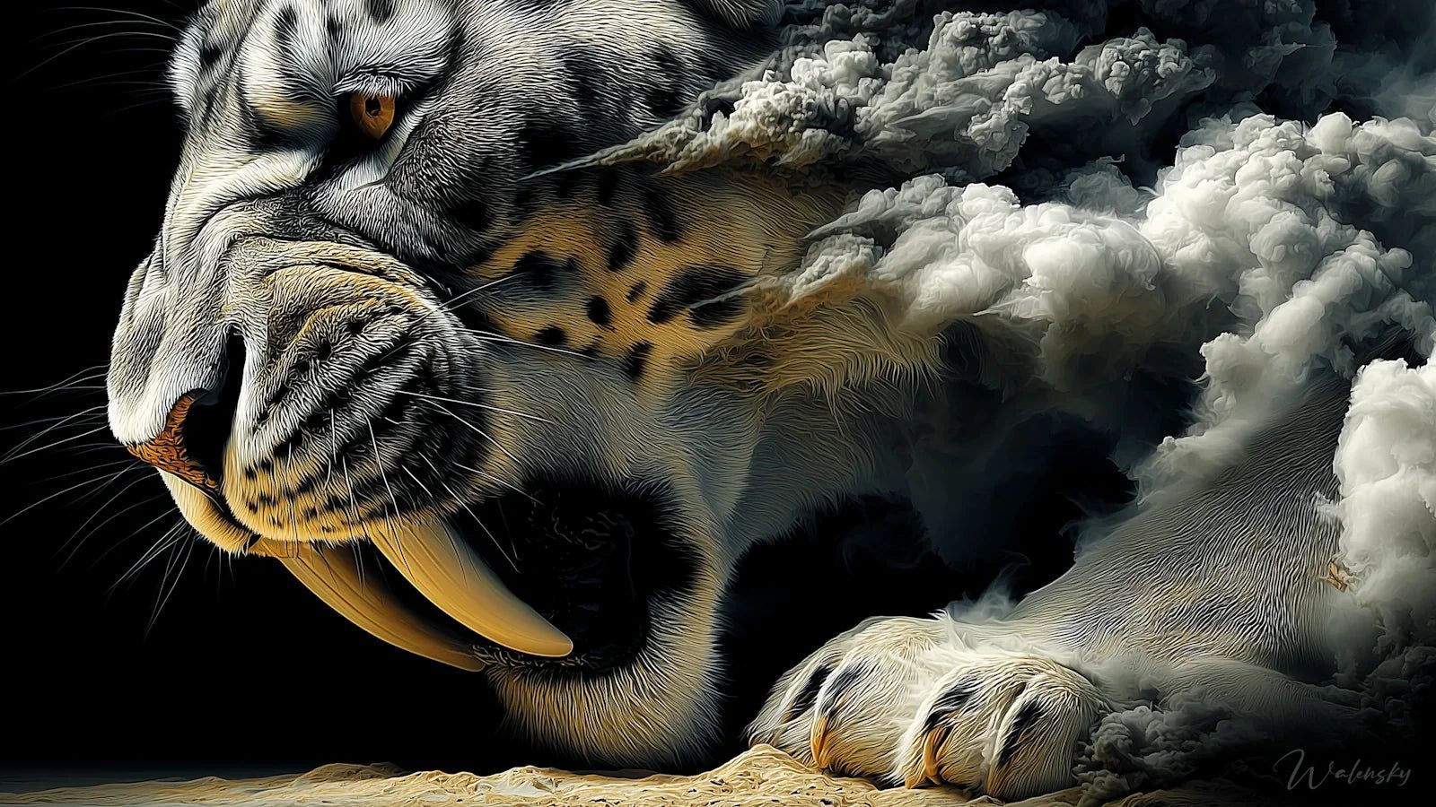 Tableau tigre à dents de sabre