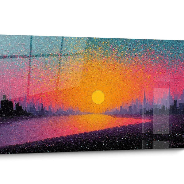 Pointillism Sunset Wall Art