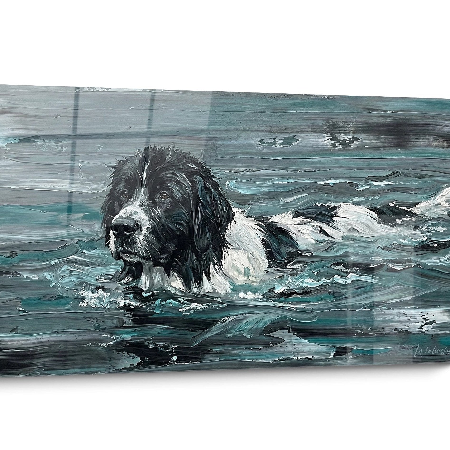Landseer Dog Turquoise Wall Art