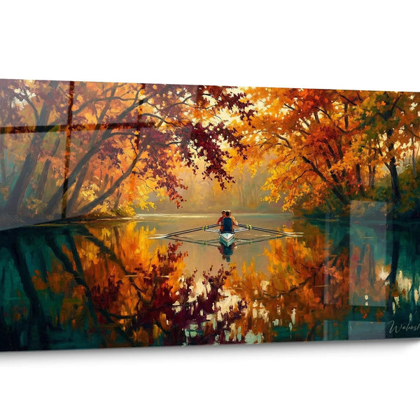 Tableau aviron Coucher Soleil