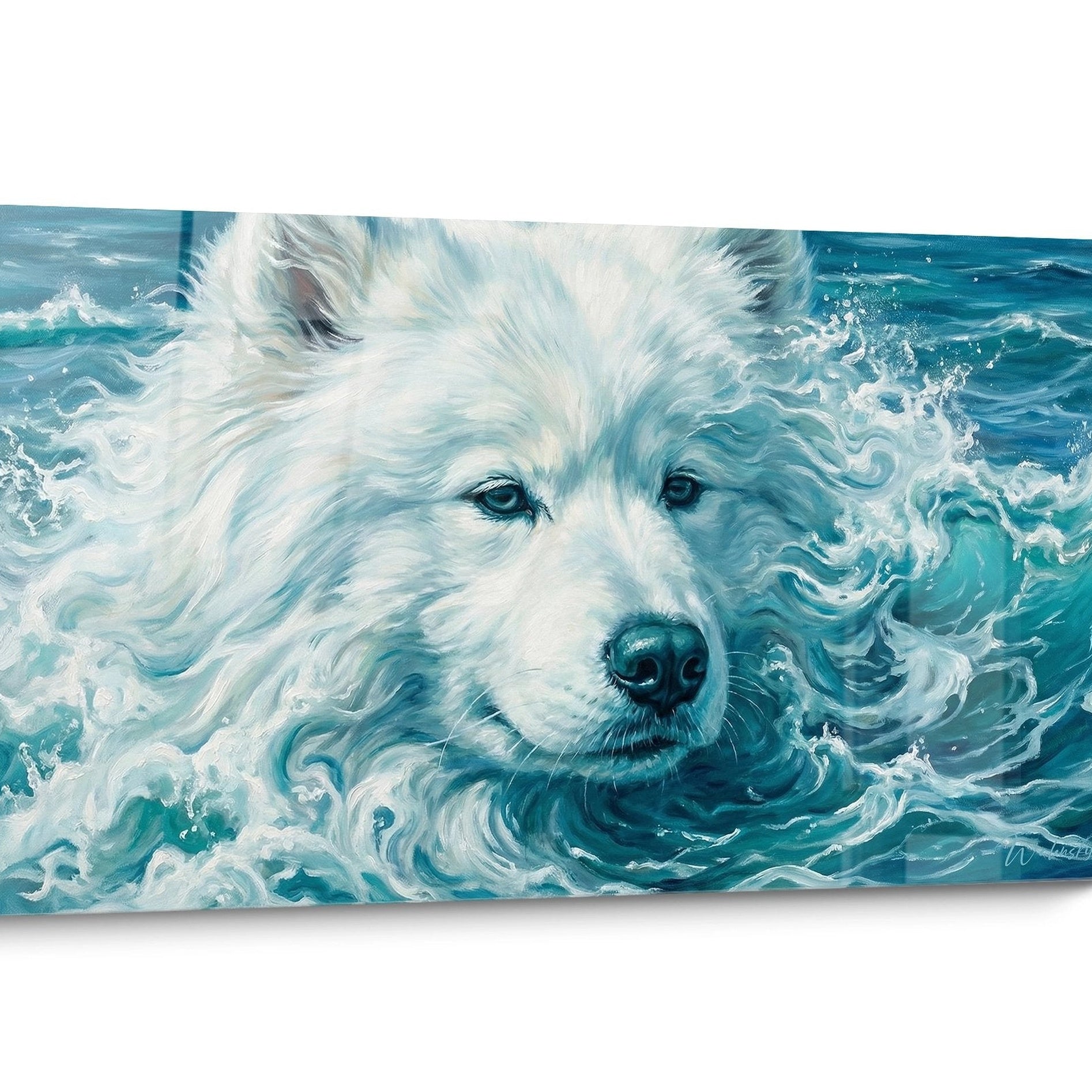 Tableau chien Samoyede Aquarelle