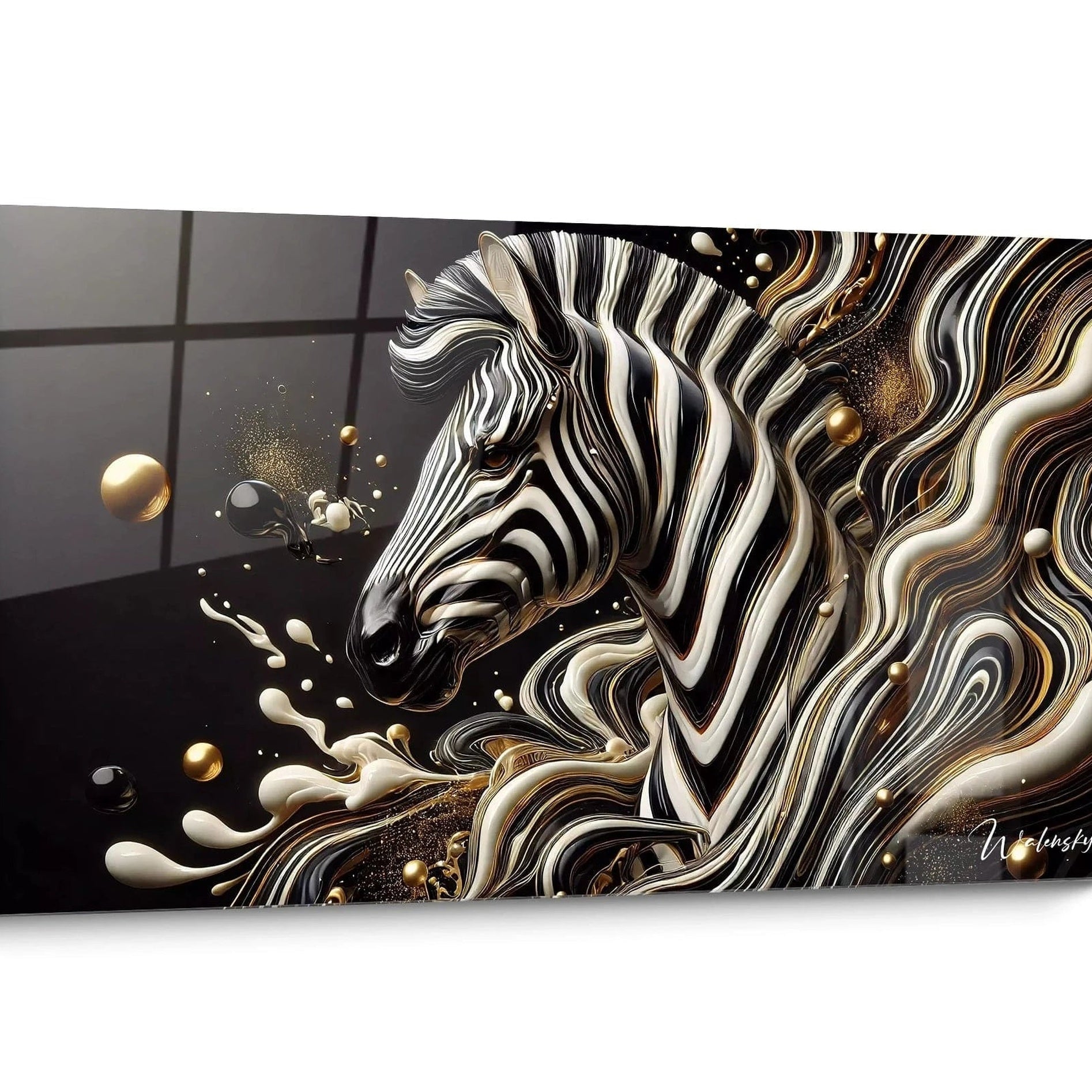 Tableau Zebre Coloré Doré
