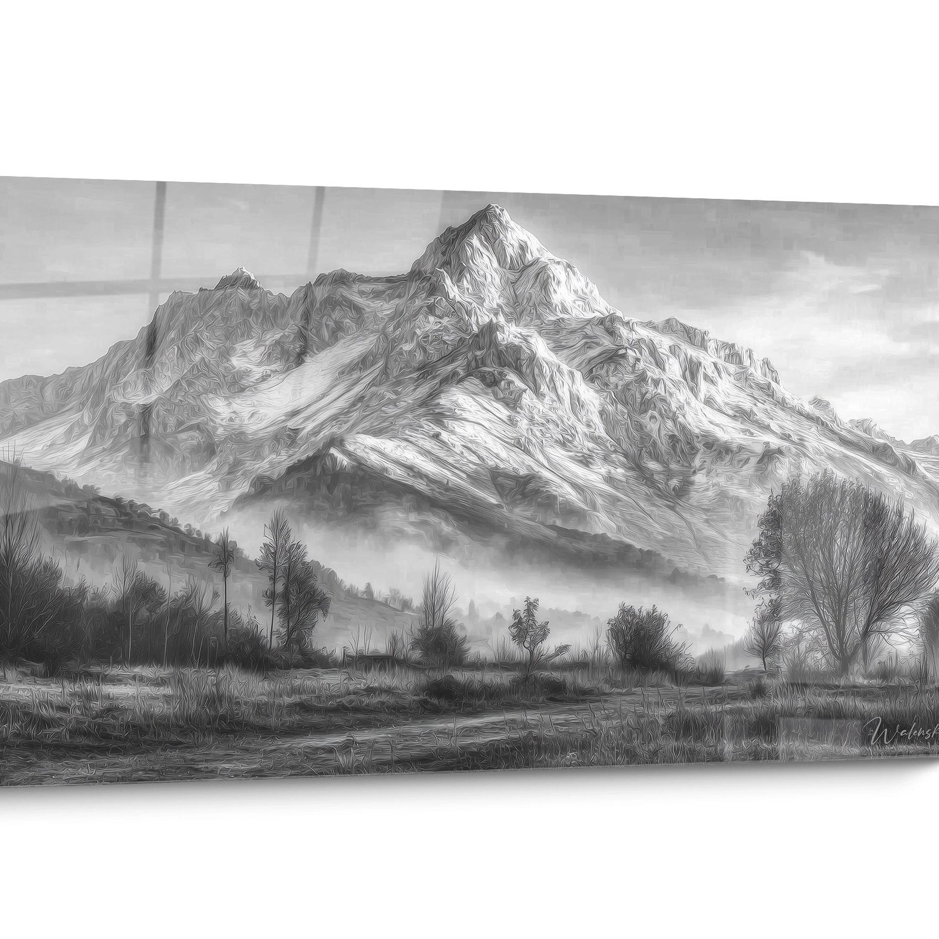 Tableau volcans Noir et Blanc Réaliste