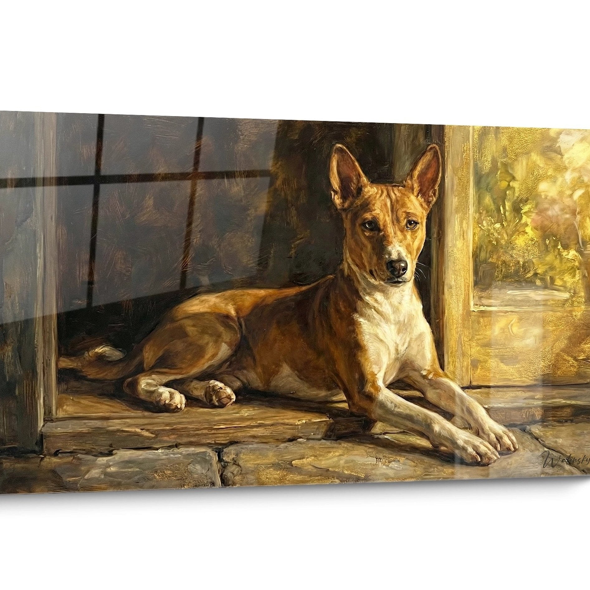 Tableau chien Basenji Vintage