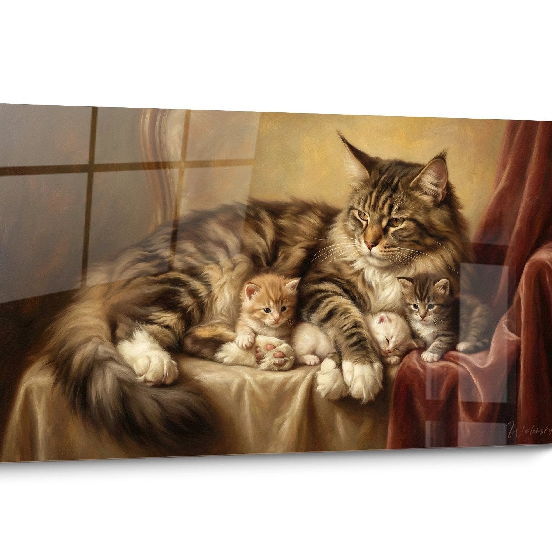 Tableau chat Maine Coon Familial
