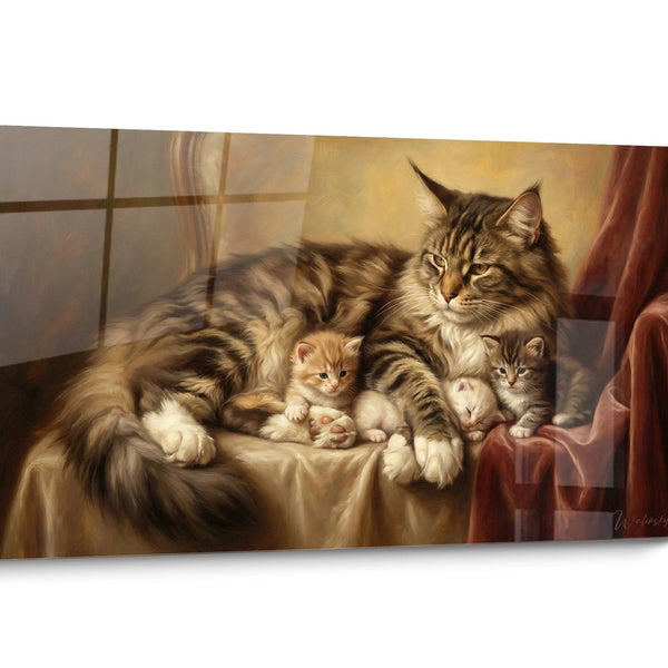 Tableau chat Maine Coon Familial