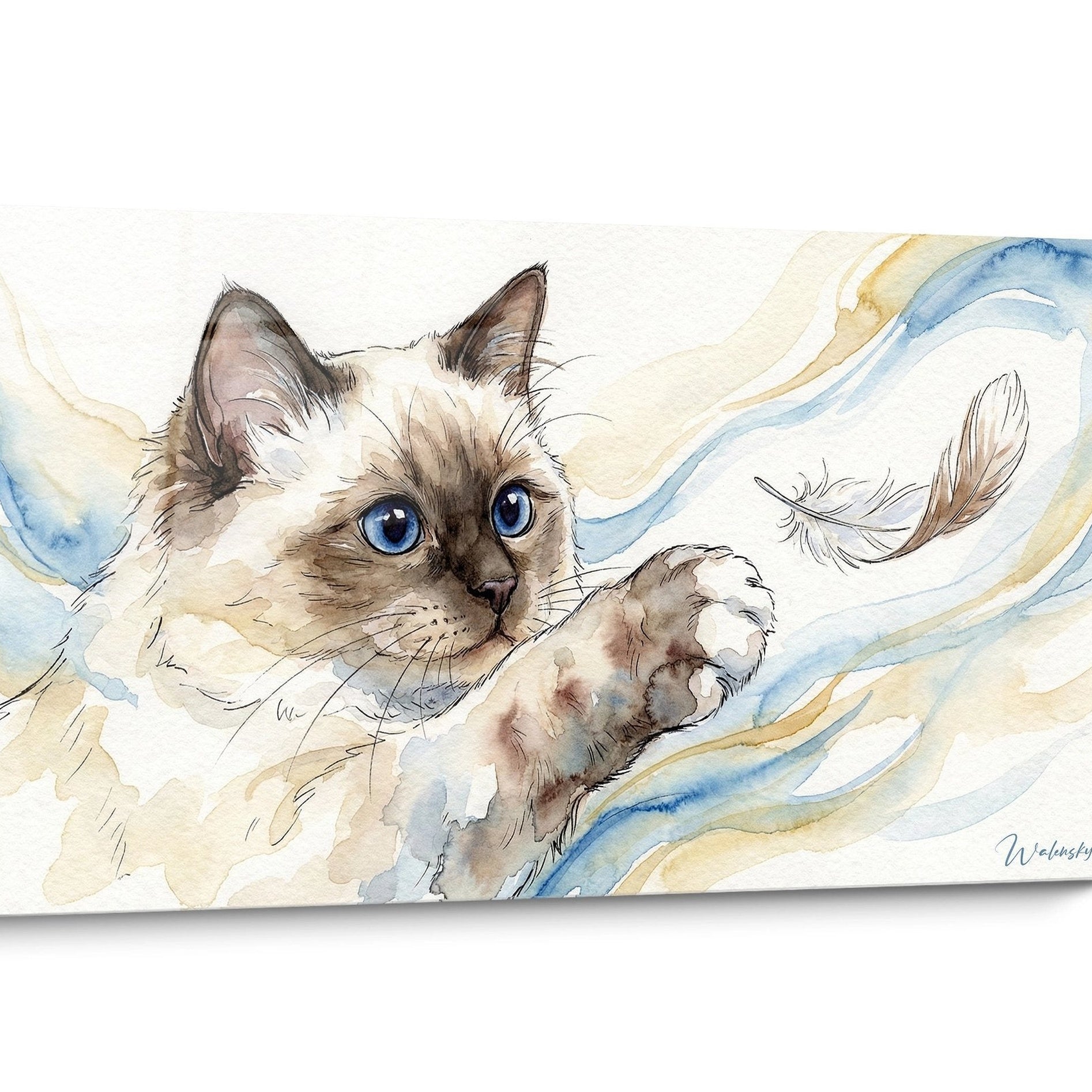 Tableau chat Birman Aquarelle