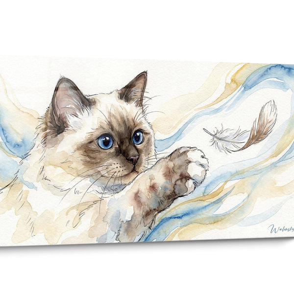 Tableau chat Birman Aquarelle