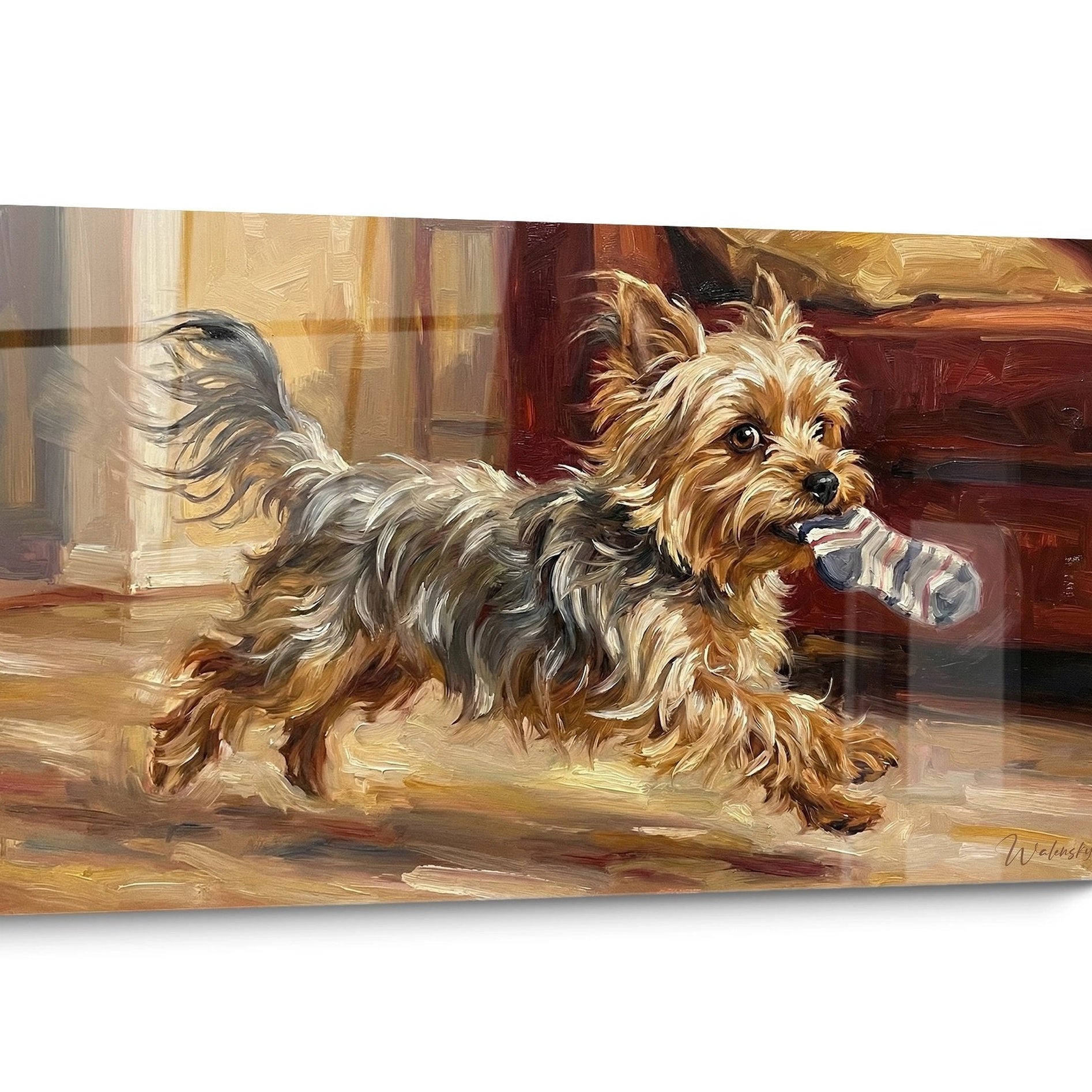 Yorkshire-Terrier-Hund-Gemälde Bewegung