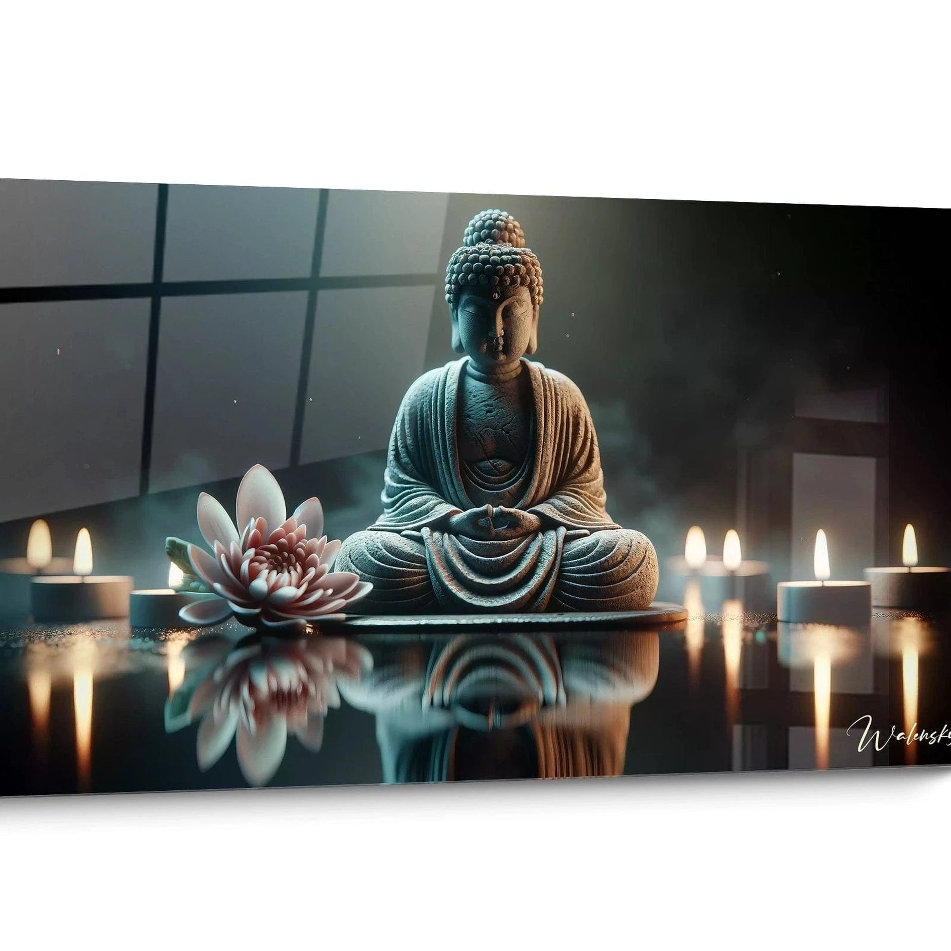 Zen Buddha Blau Wandbild