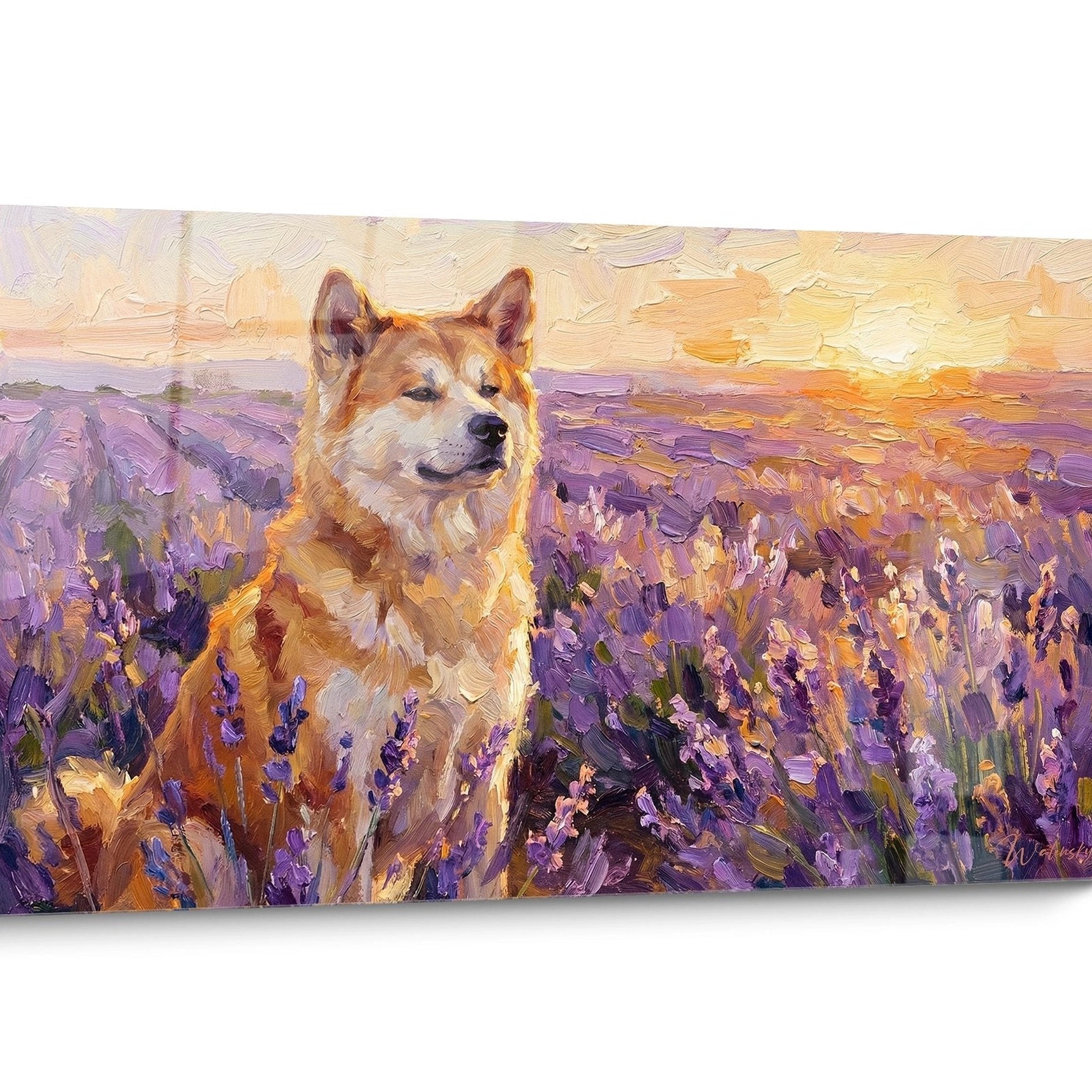 Tableau chien Akita Inu Automne