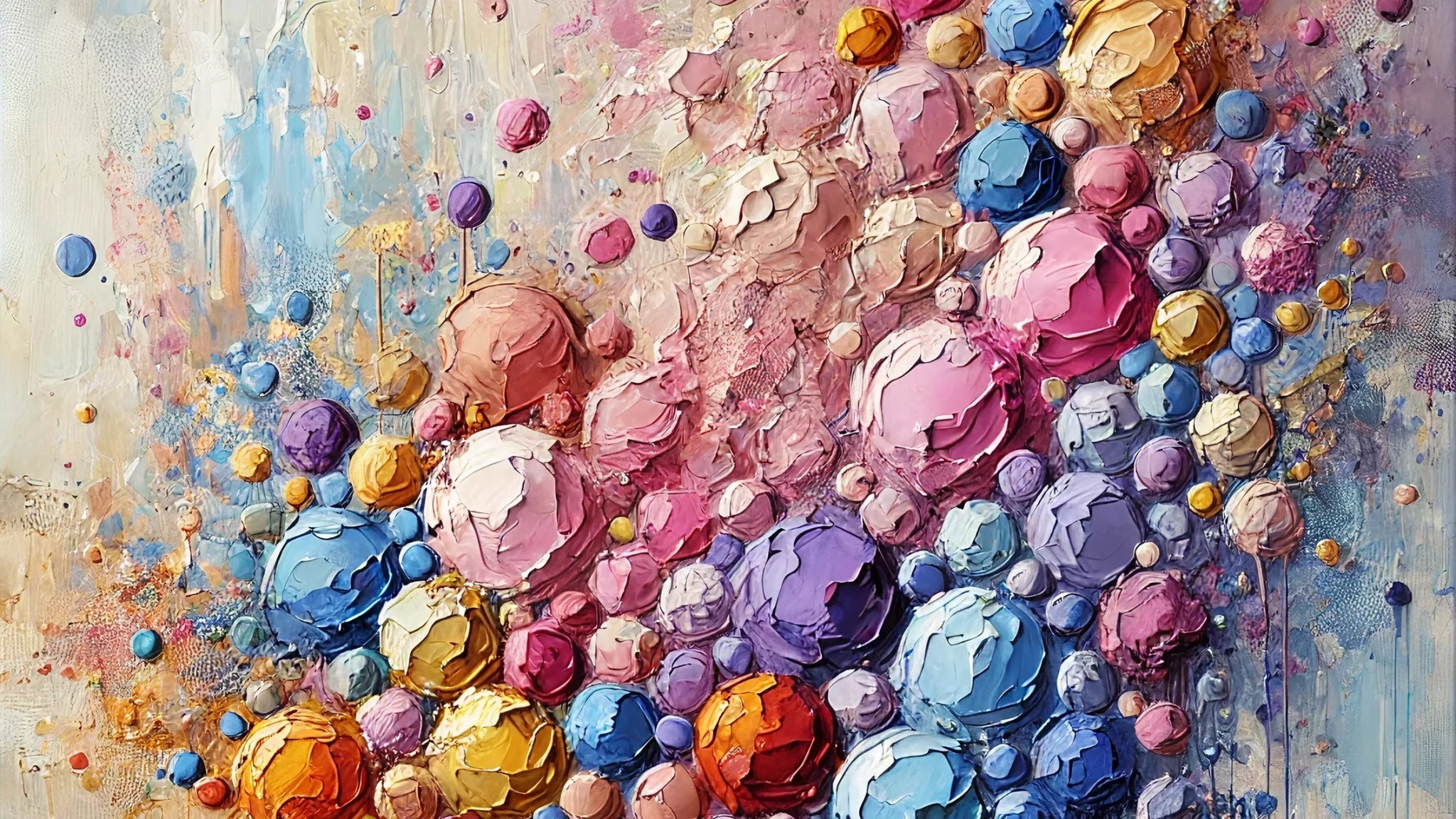 Tableau abstrait multicolore aux teintes vibrantes et contrastées, idéal pour une décoration dynamique et artistique.