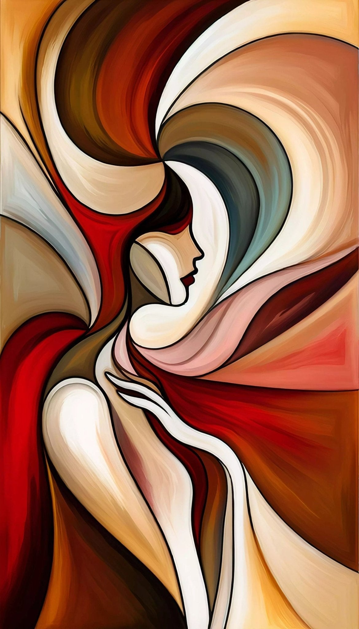 Tableau abstrait pour maison de vacances évoquant des paysages relaxants à travers des formes fluides et couleurs inspirées de la nature, parfait pour un espace d'évasion.
