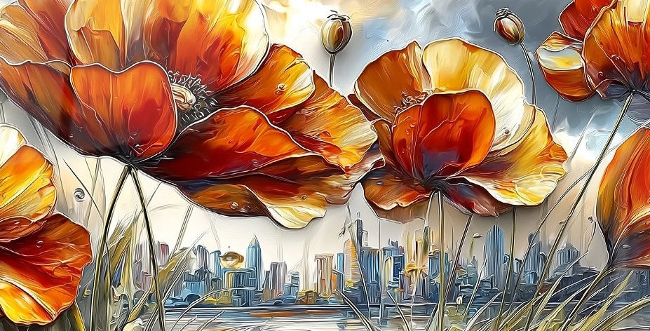 Tableau format panoramique Coquelicot