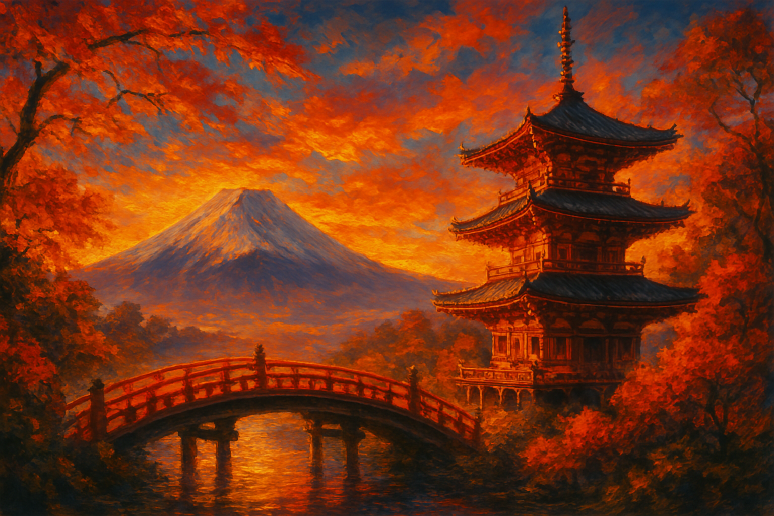 Tableau Asie pour coin lecture représentant une scène de contemplation japonaise aux teintes douces et atmosphère feutrée, créant un environnement visuel propice à l'immersion littéraire et à la concentration.