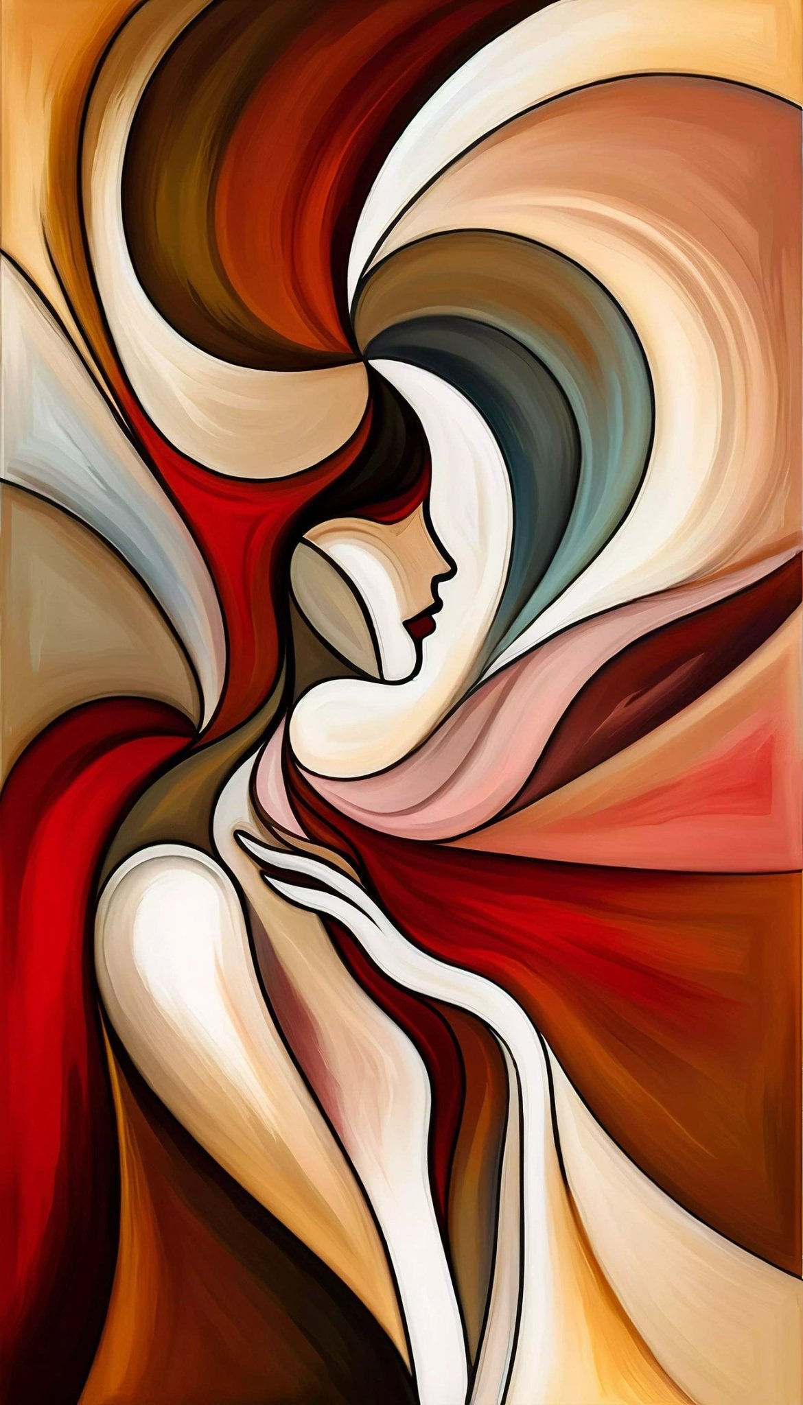 Tableau abstrait pour maison de vacances évoquant des paysages relaxants à travers des formes fluides et couleurs inspirées de la nature, parfait pour un espace d'évasion.