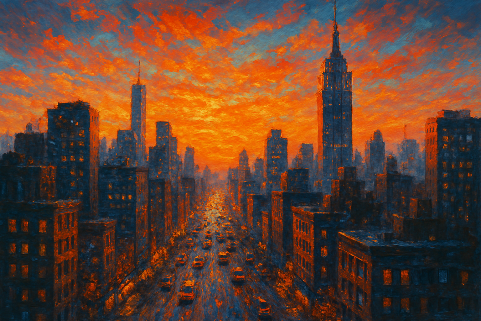 Tableau Ville pour entrée illustrant une composition urbaine saisissante au fort impact visuel, créant une première impression mémorable et définissant immédiatement l'identité artistique de l'intérieur.