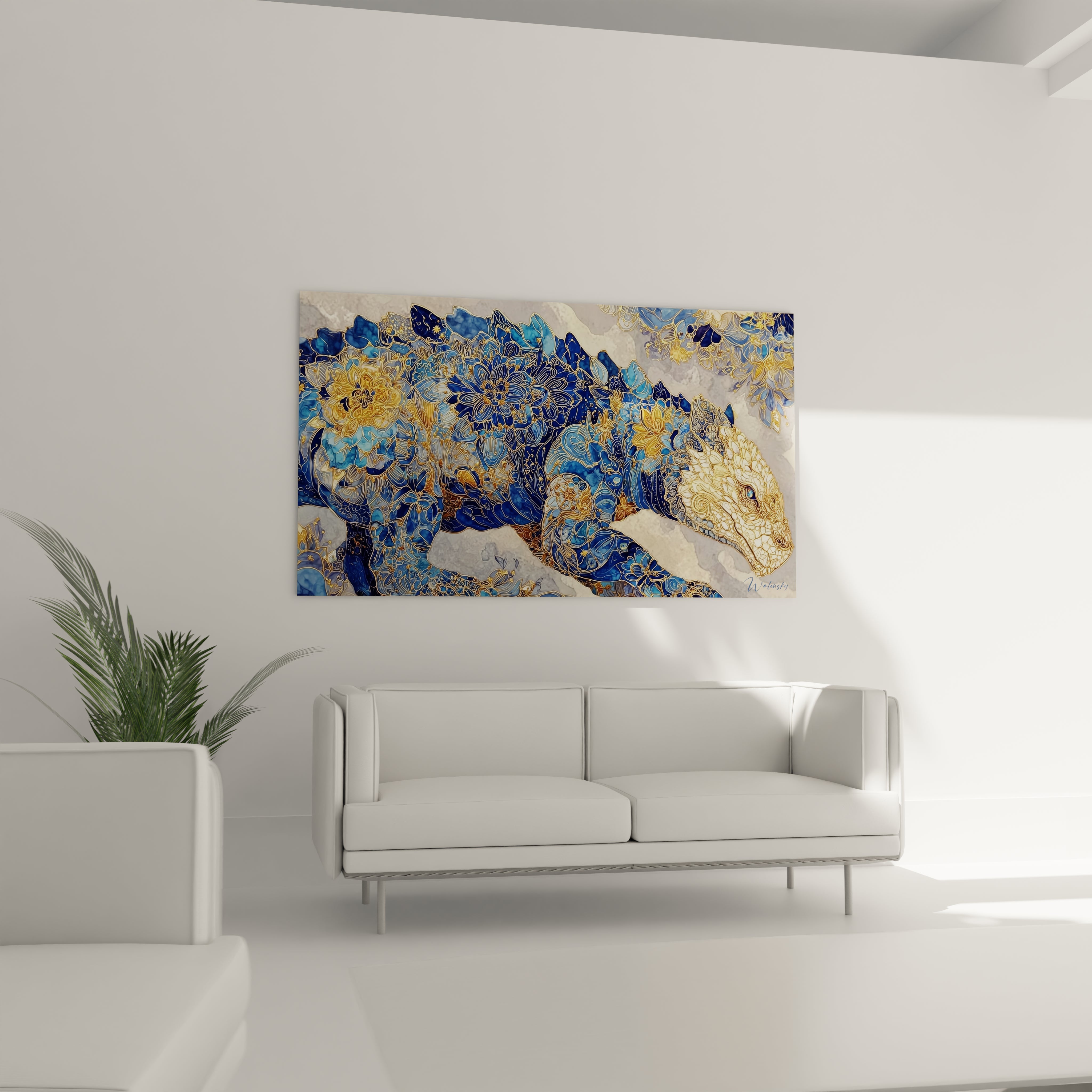 Tableau Triceratops Floral - Majestueuse Ornementation - édition Dinosaure