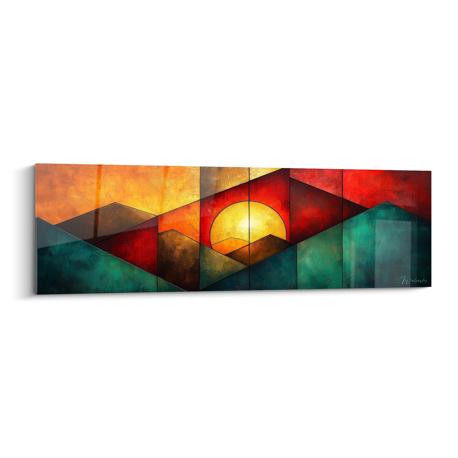 Tableau Éclat Polygonal Orange - édition géométrique abstrait