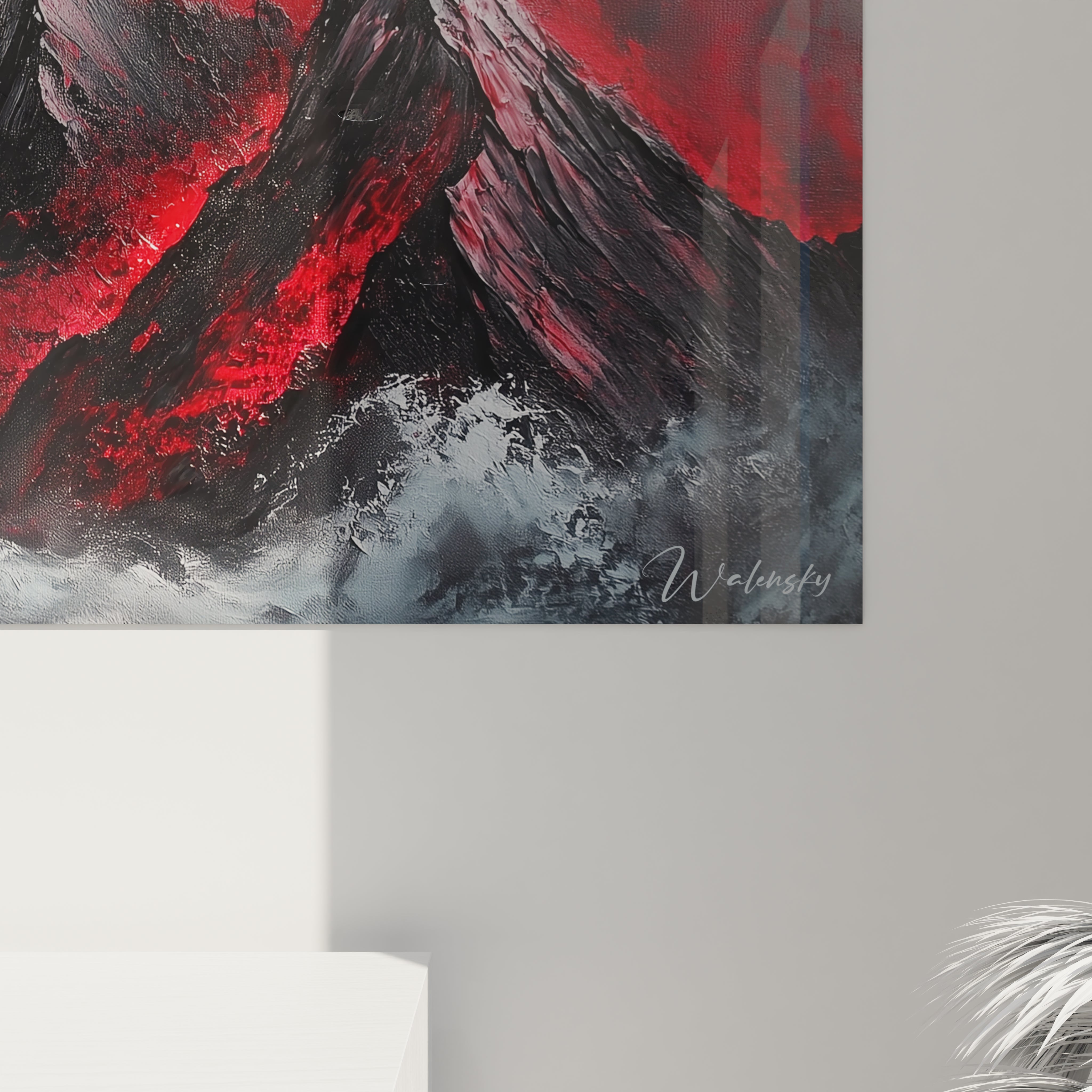 Tableau Cimes Dramatiques Rouge - édition peinture abstrait