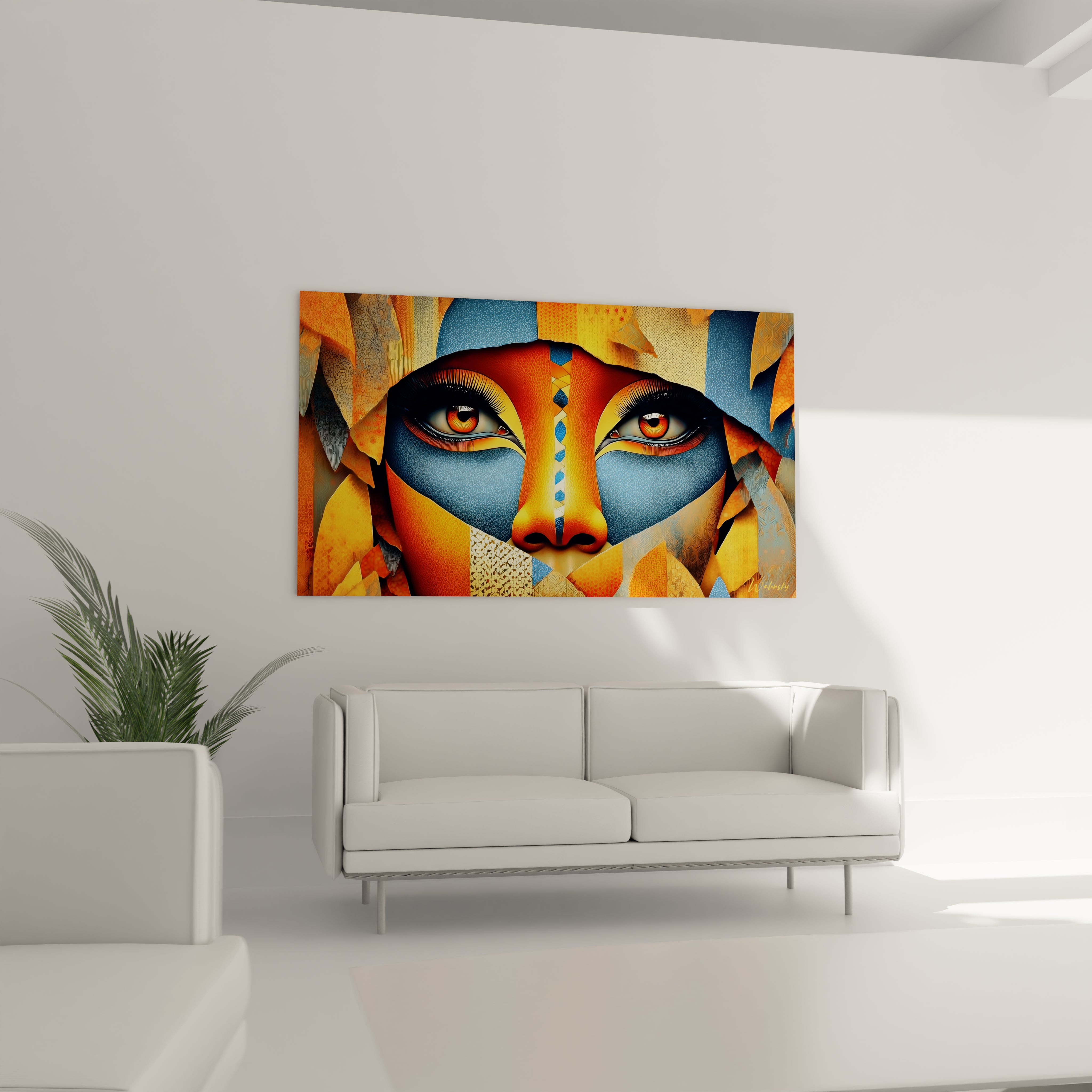 Tableau Visage Oracle aux Yeux de Feu - édition visage africain