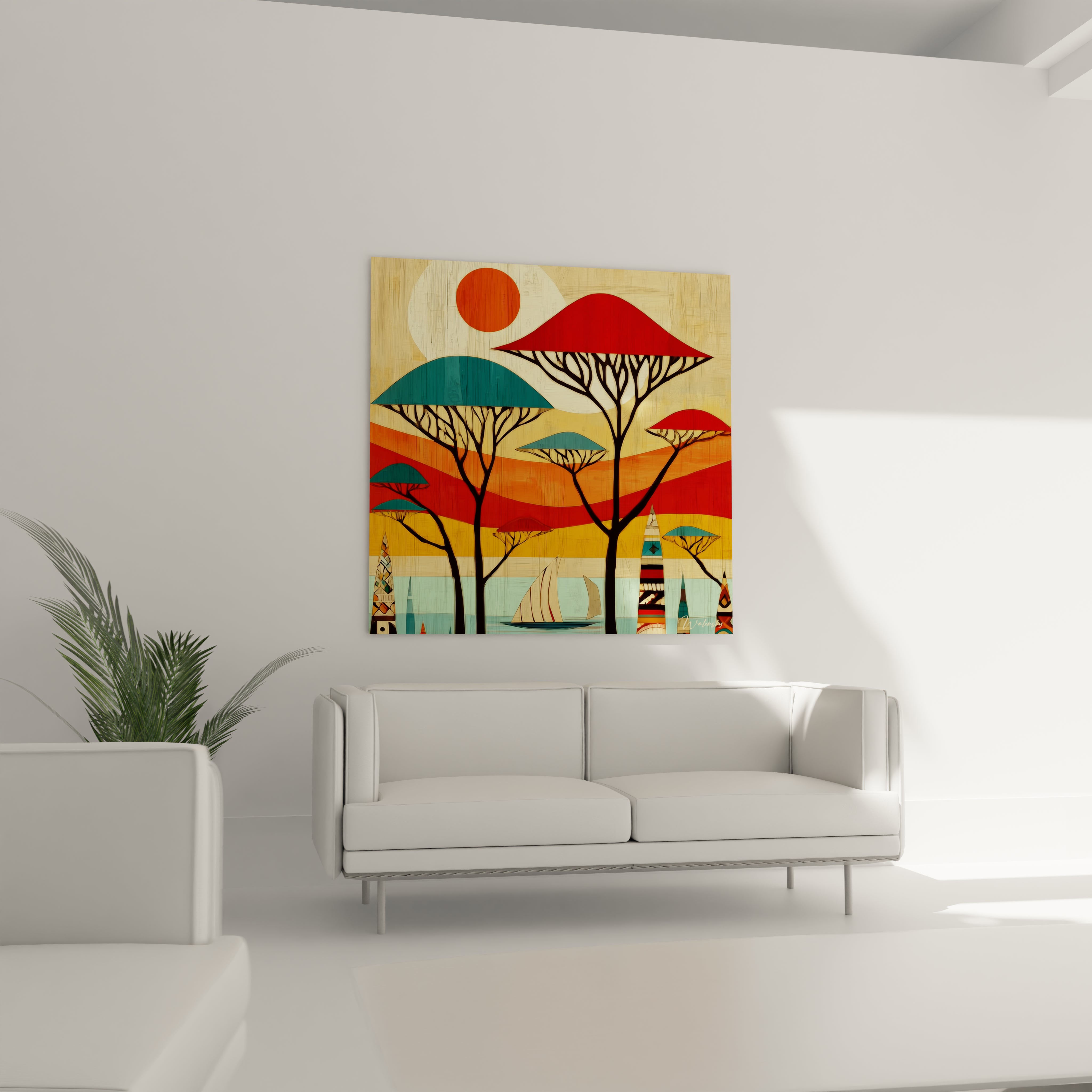 Tableau Arbres Parasols de la terre rouge - édition paysage africain