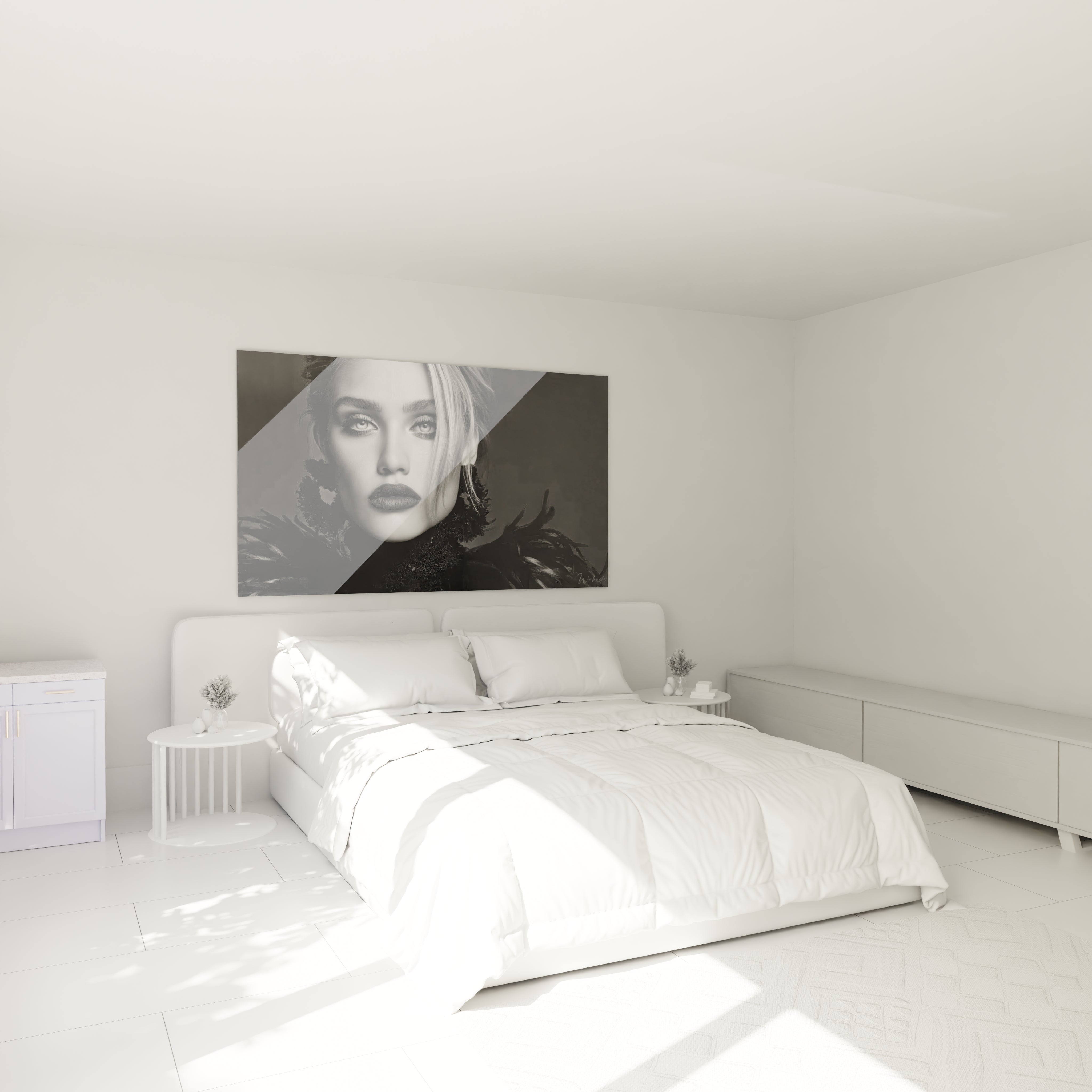 Tableau mural portrait femme noir et blanc de Walensky pour une décoration moderne de chambre