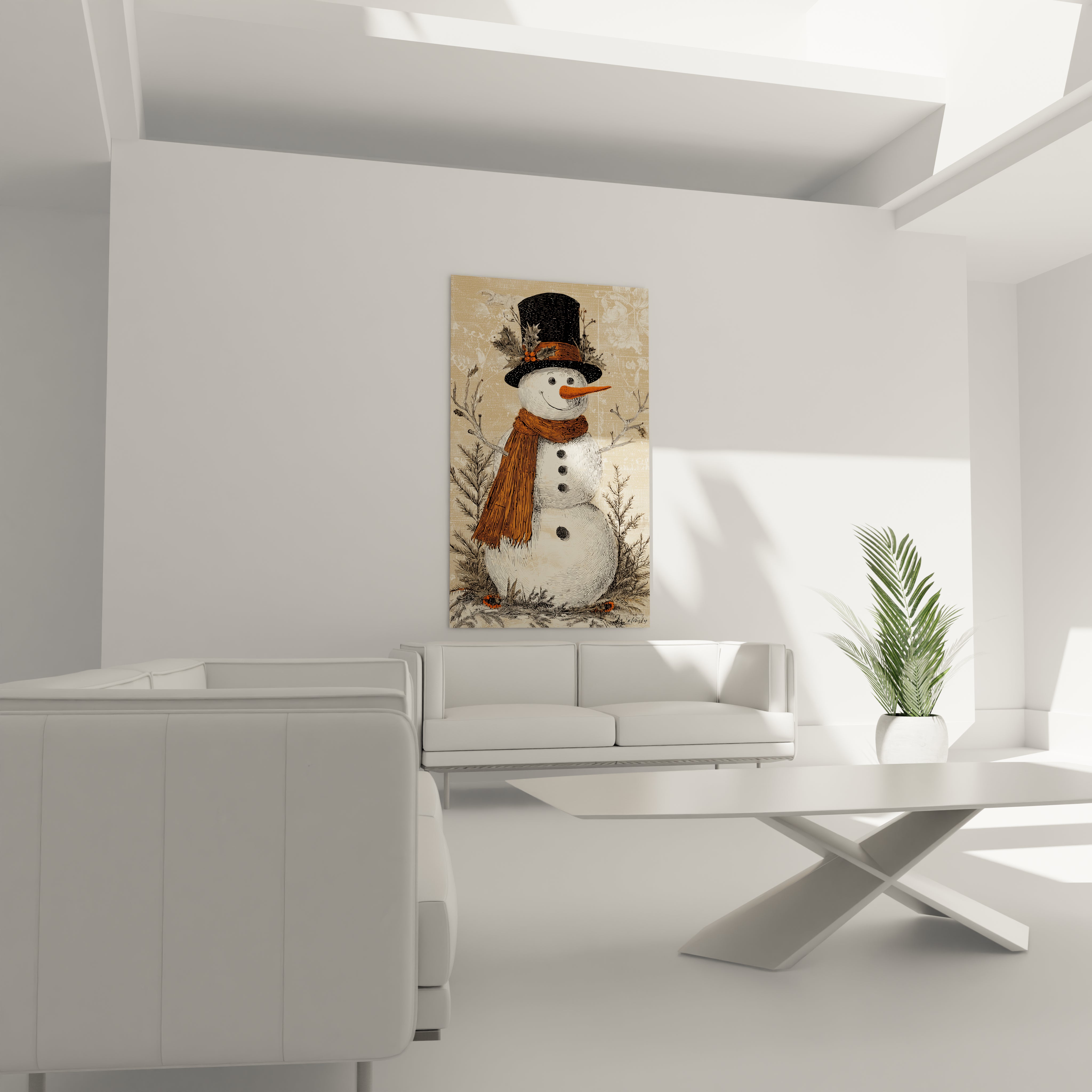 Tableau Bonhomme Orange et noir du grand froid - édition Noel
