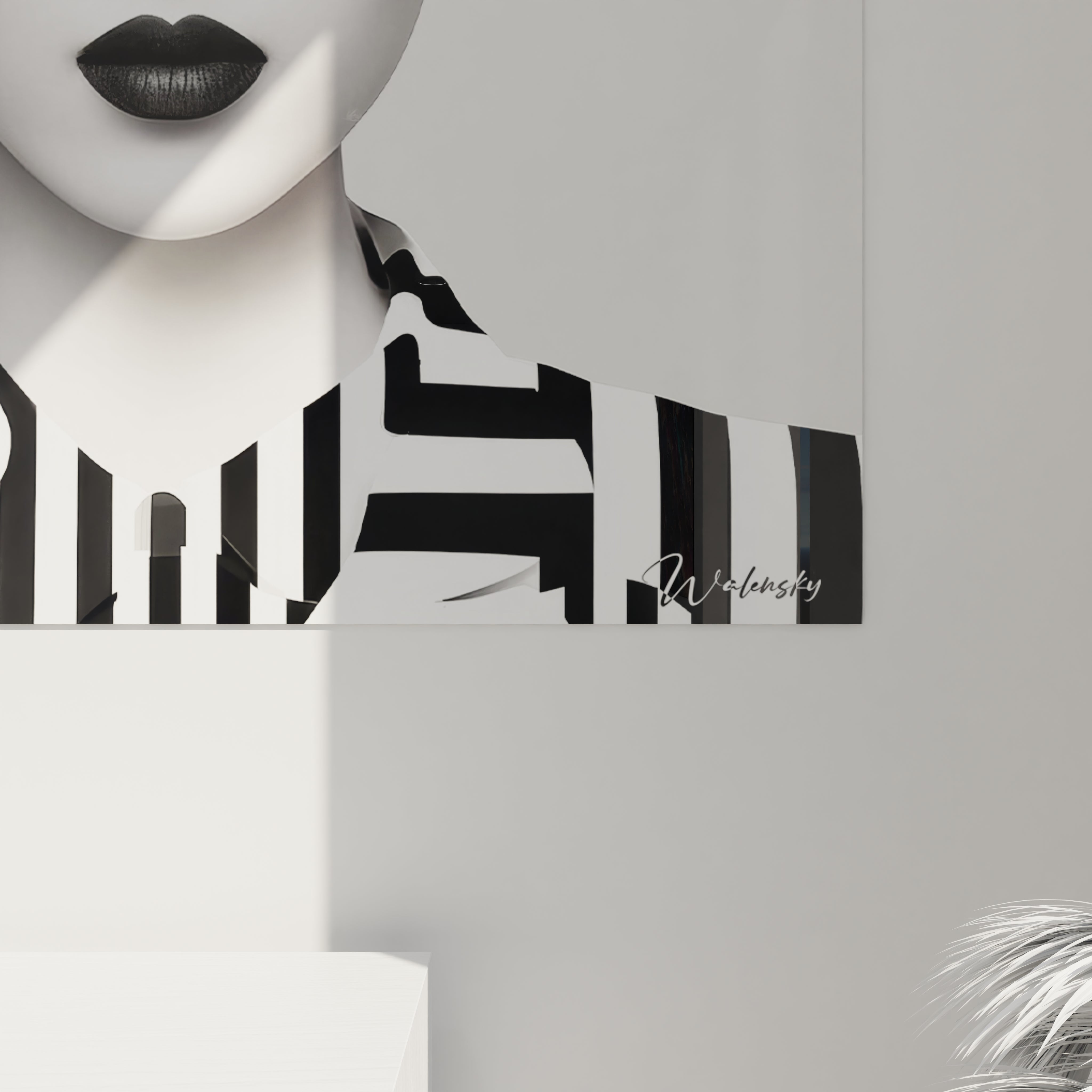 Tableau mural visage énigmatique noir et blanc de Walensky, ajout élégant à votre décoration intérieure