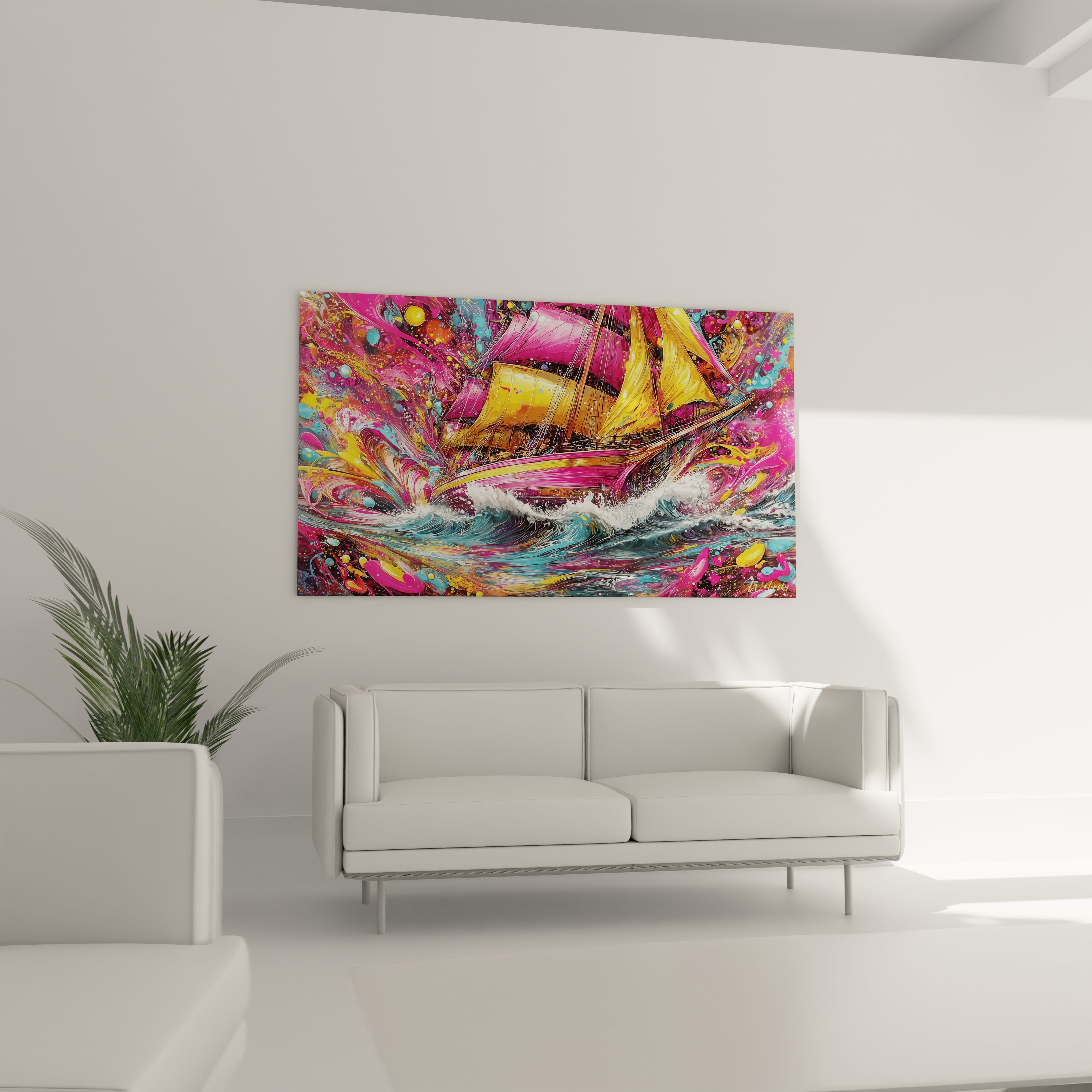 Tableau bateau pirate - Tempête psychédélique - édition couleur en folie