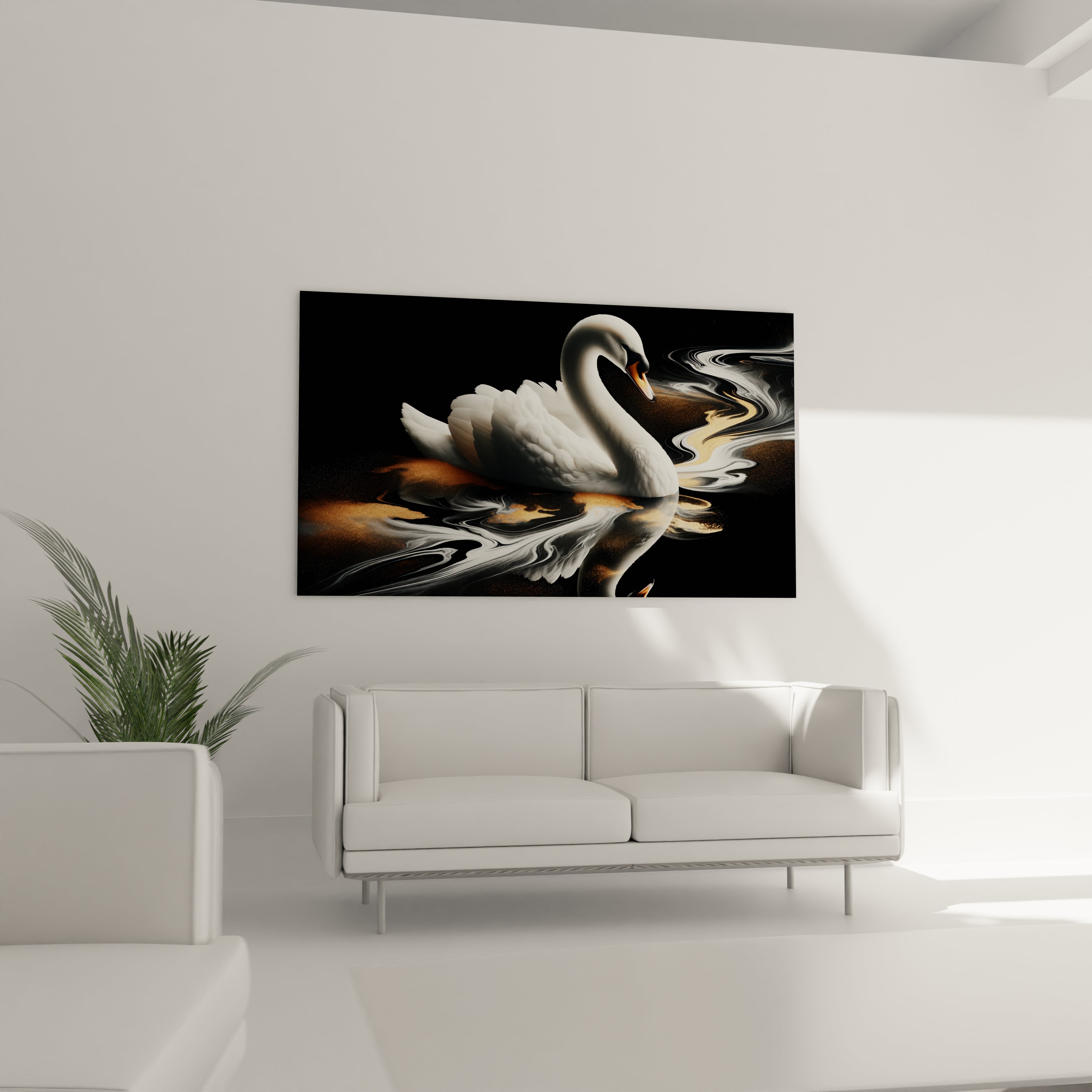 Œuvre d'art en acrylique représentant un cygne majestueux, idéale pour une décoration élégante et raffinée.