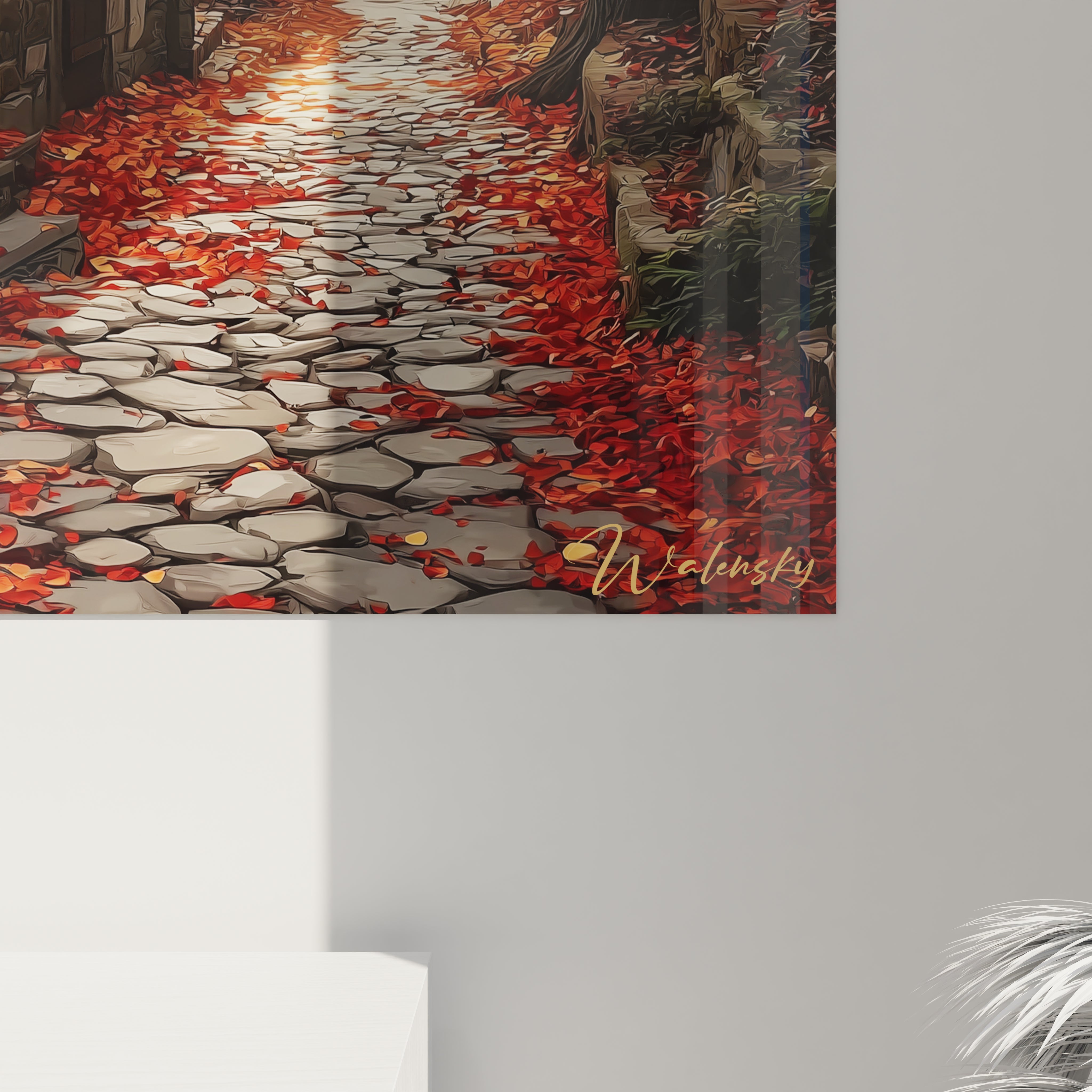 Tableau Paysage Urbain Escalier de Pierre - édition automne