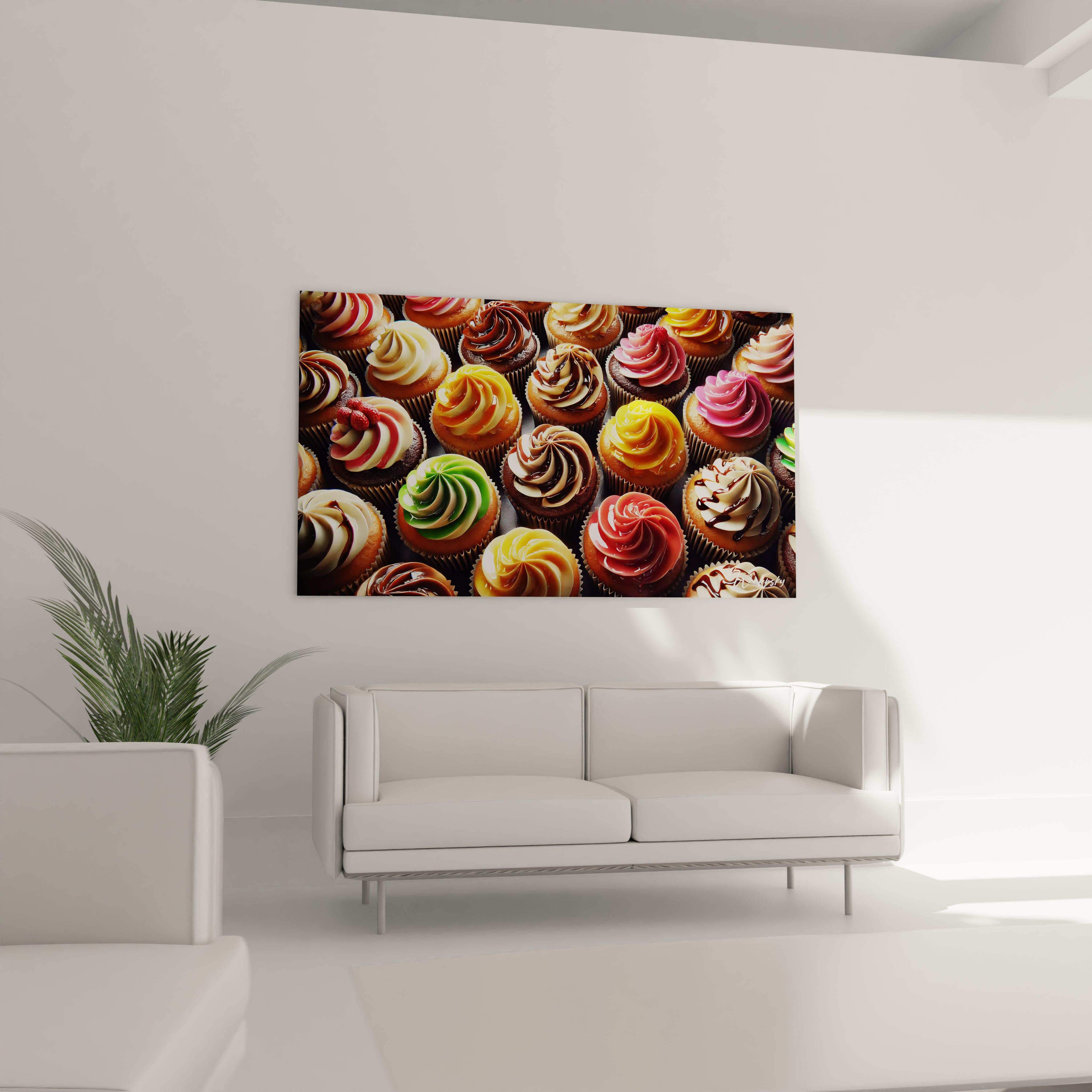 Tableau cuisine en verre acrylique au-dessus d'un canapé dans un salon - Art mural géant et contemporain - Décoration intérieure moderne pour salon - Tableau de grande taille et impression haute définition - Élément décoratif chic pour salon